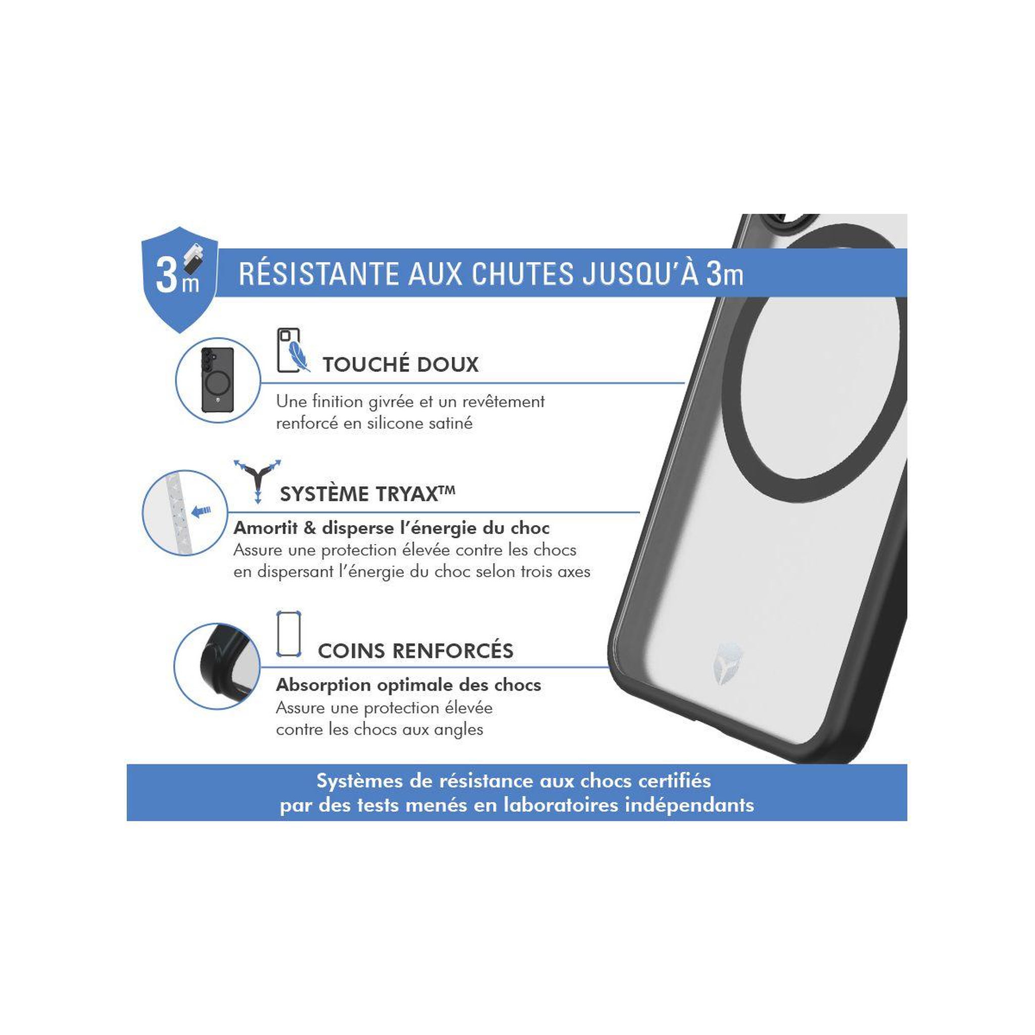 Voir la diapositive 3 : FORCE CASE Coque samsung s24fe magsafe air frost noire