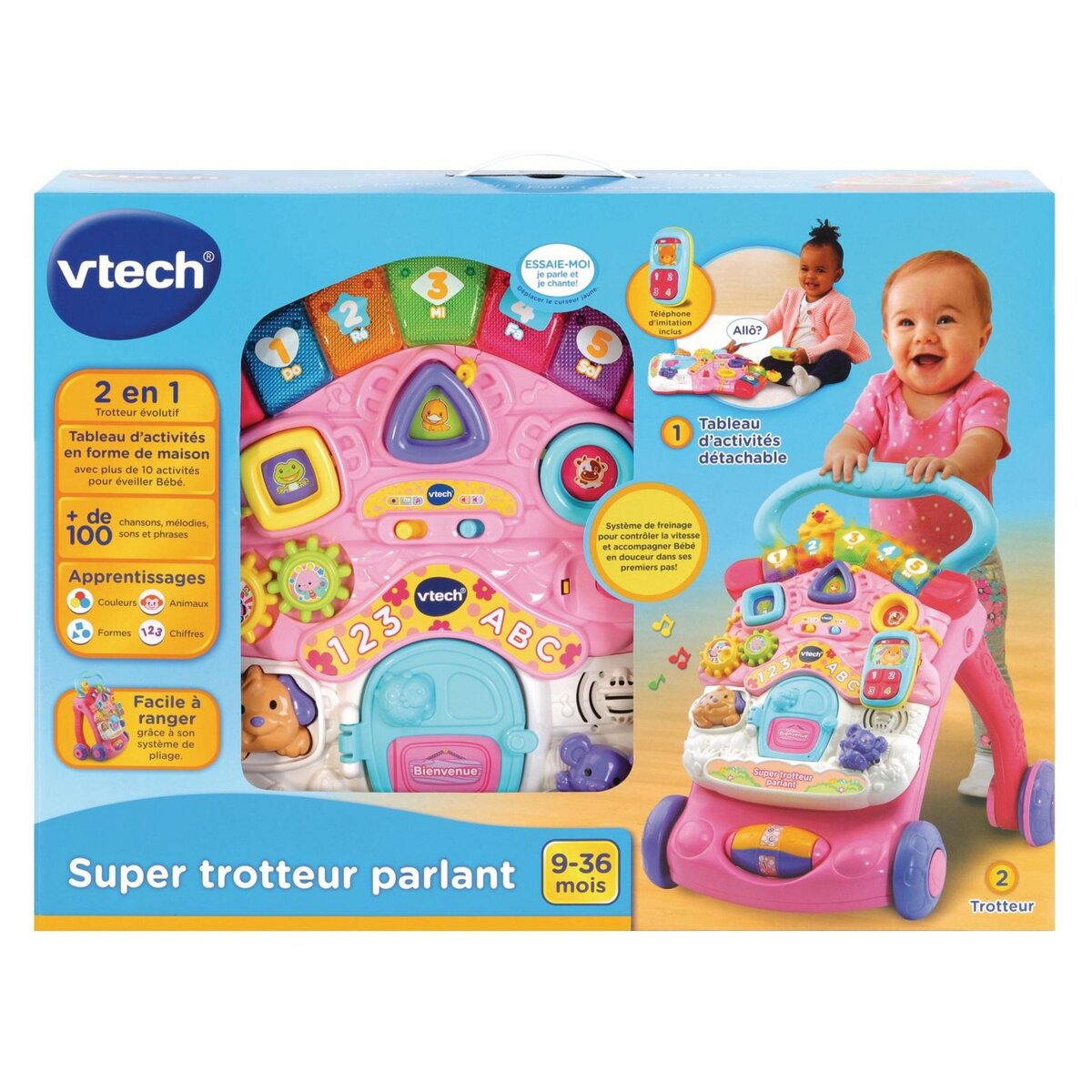 VTECH Super trotteur parlant 2 en 1 rose