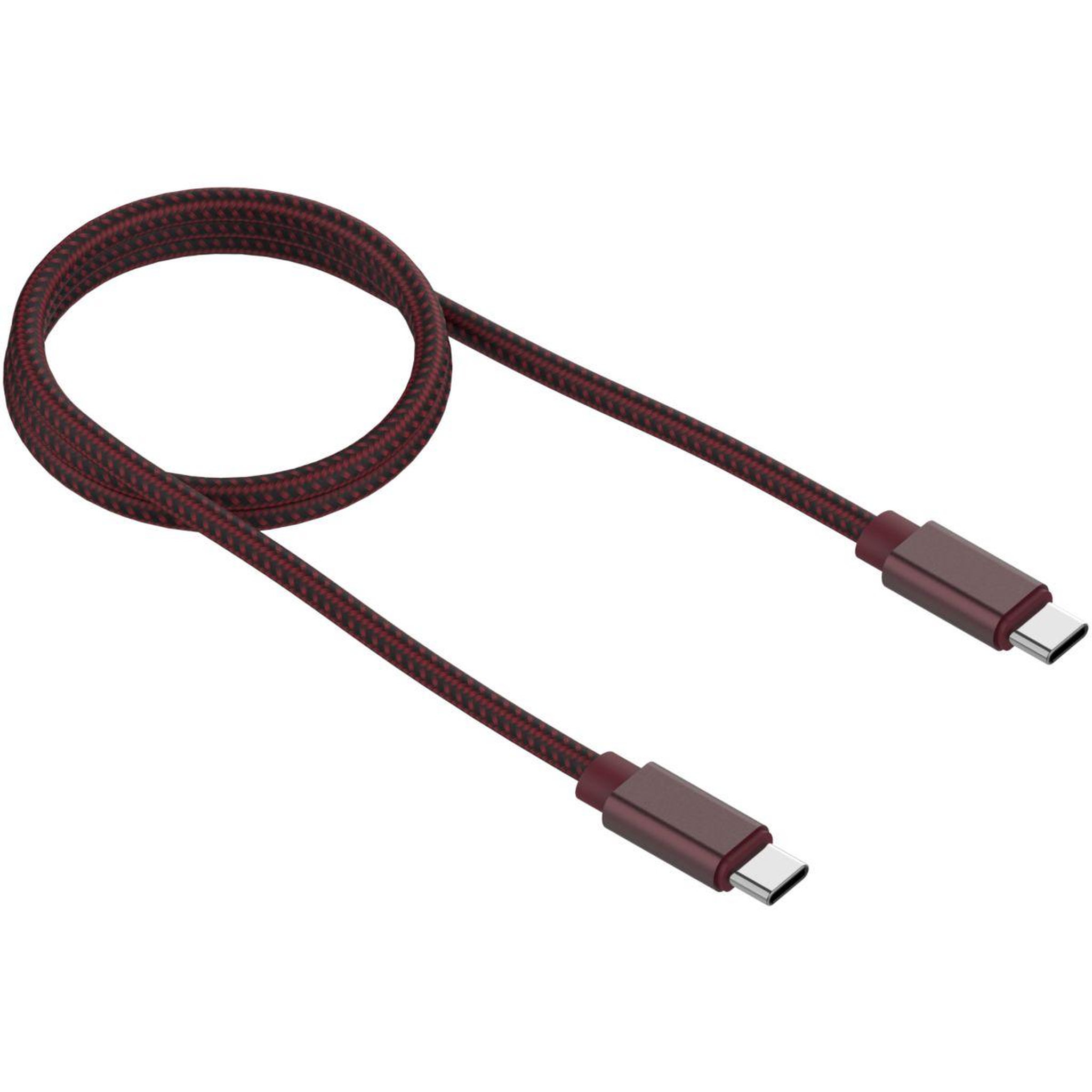 Voir la diapositive 1 : ADEQWAT Câble USB C vers USB-C Dark Red 2m