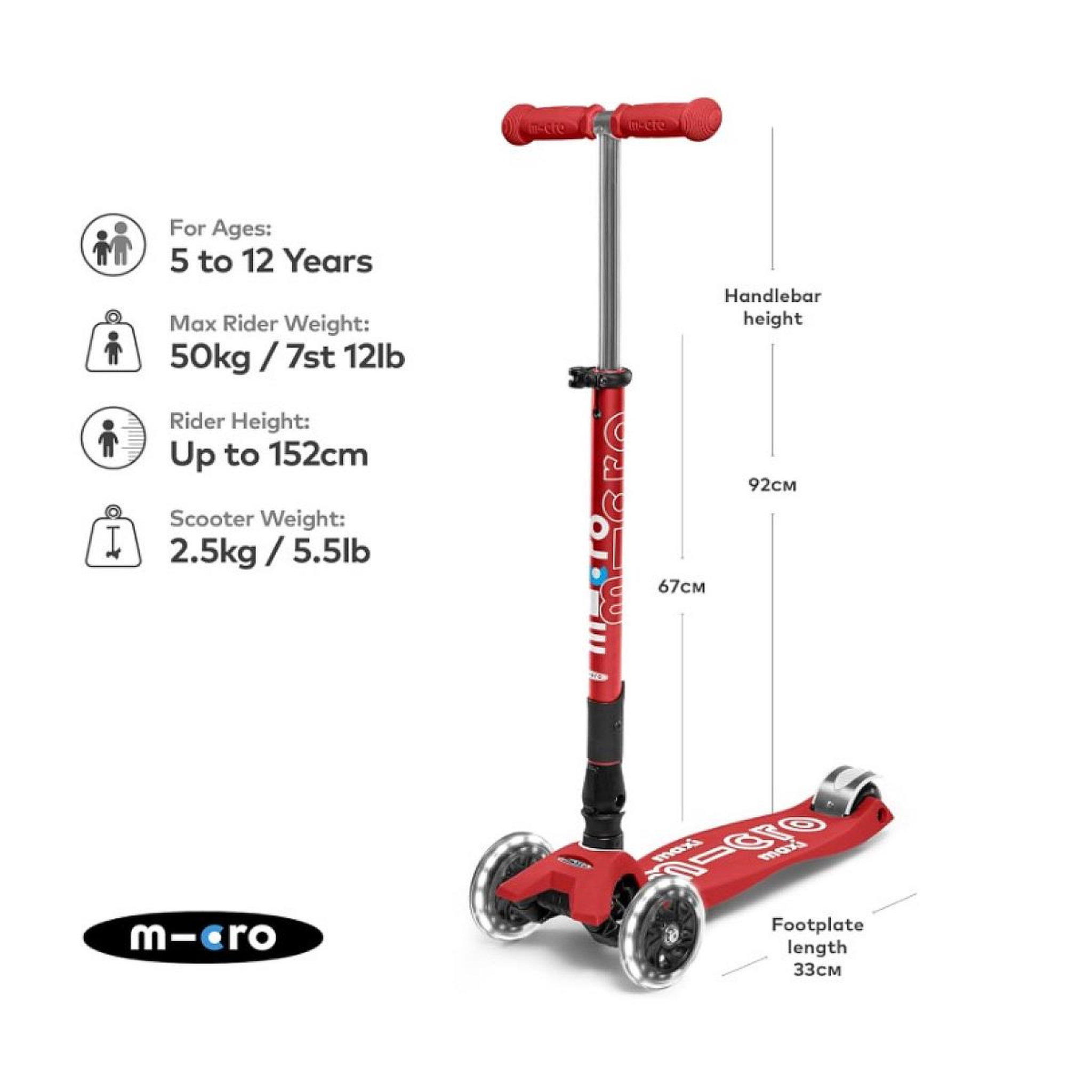 Voir la diapositive 2 : Micro Maxi  Deluxe Pliable LED - Rouge
