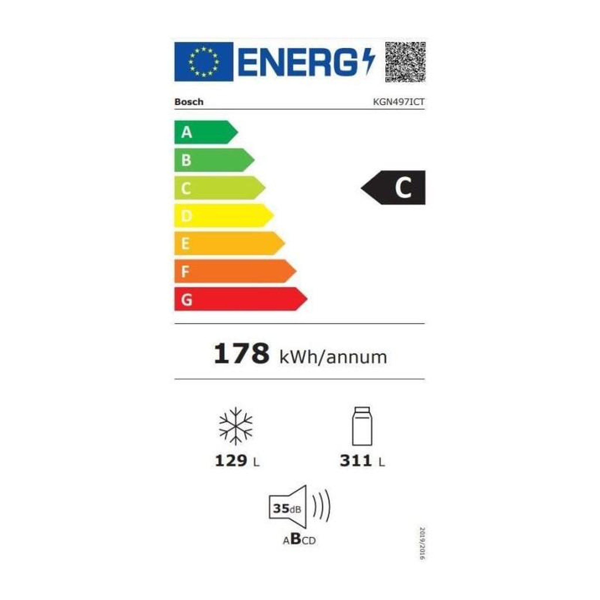 Voir la diapositive 4 : BOSCH Réfrigérateur combiné 70cm 440l nofrost inox - KGN497ICT