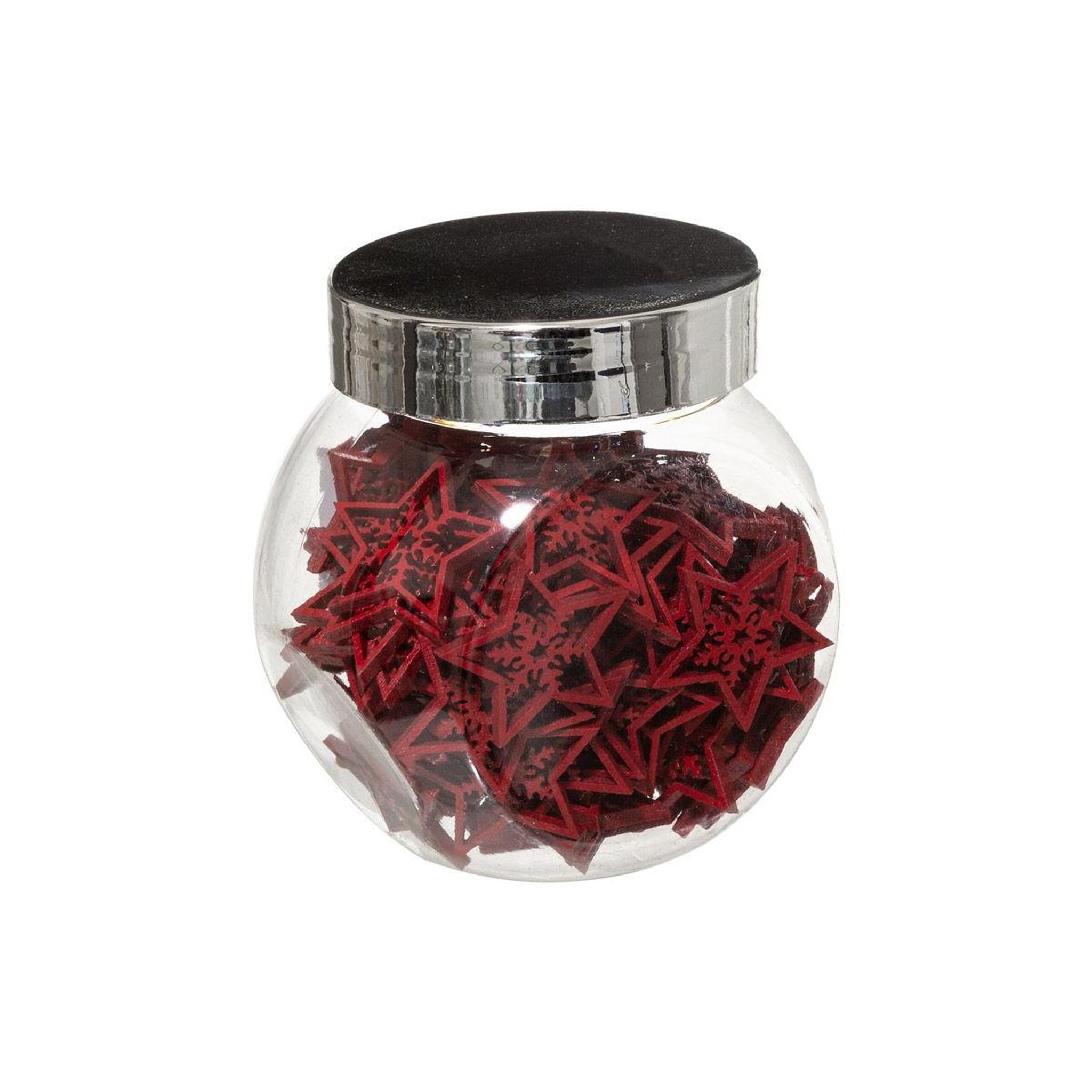 Voir la diapositive 1 : FEERIC LIGHT & CHRISTMAS Lot de 100 étoiles en bois  bocal  7cm rouge