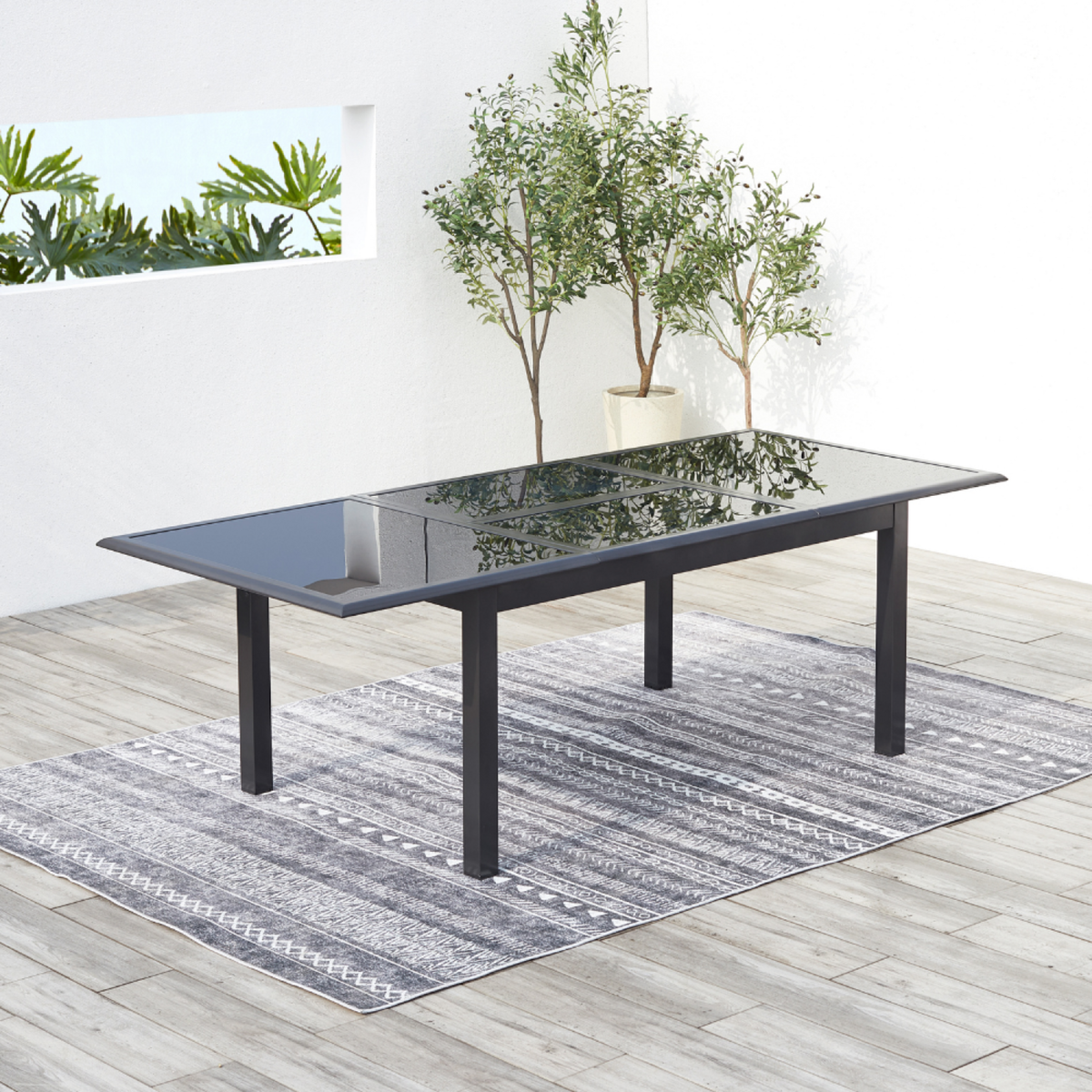 CONCEPT USINE Table de jardin et 6 chaises en aluminium gris RAVENNE