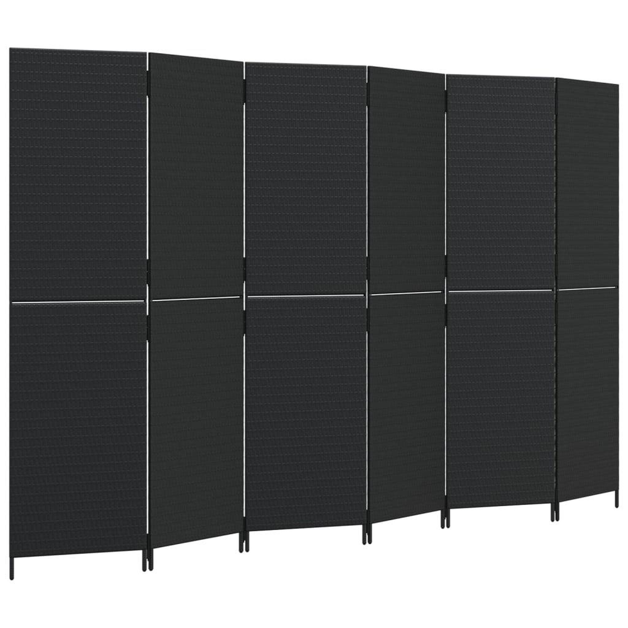 Voir la diapositive 2 : VIDAXL Cloison de separation 6 panneaux noir resine tressee