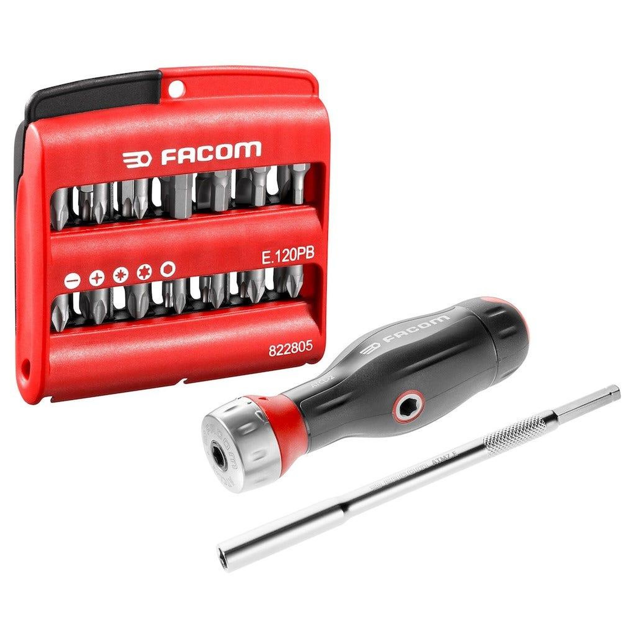 FACOM Tournevis à cliquet protwist 3 en 1, 1/4 , et 28 embouts