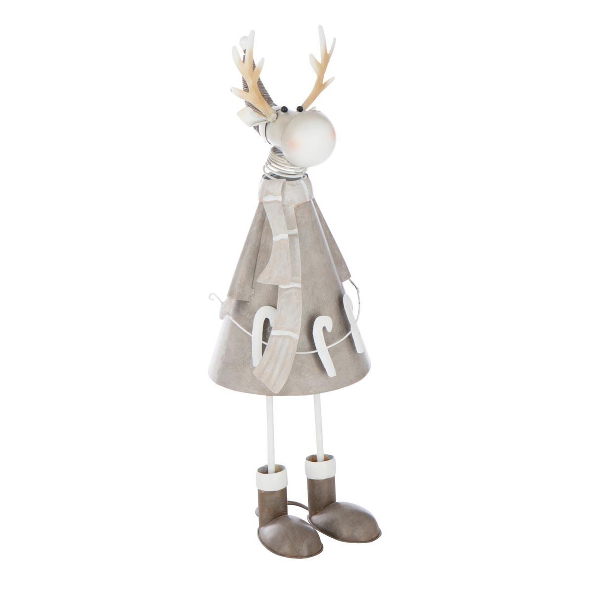J-LINE Statuette déco en métal  sucre d'orge  43cm grège