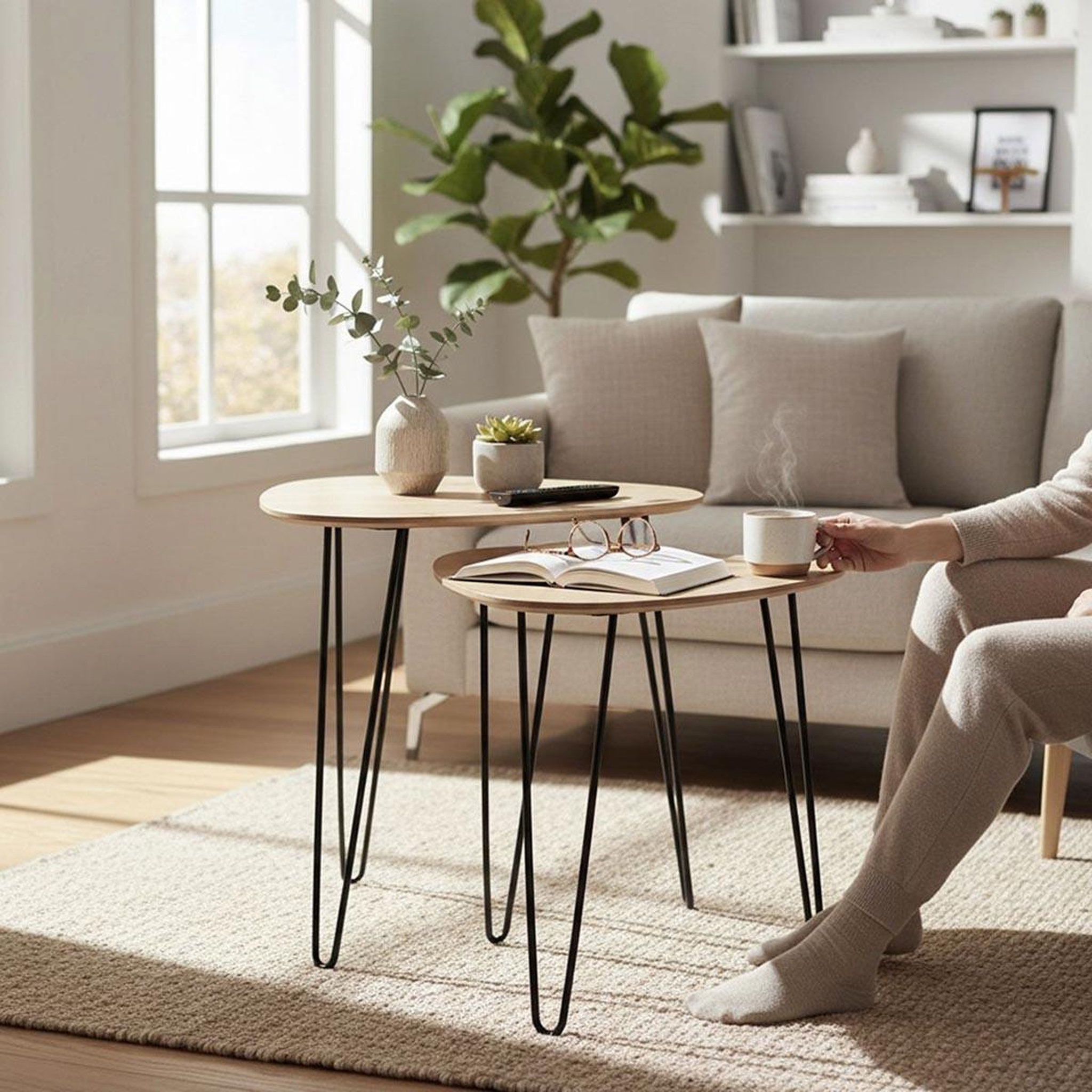 Voir la diapositive 4 : Paris Prix Table d'appoint design  brady  48cm naturel & noir