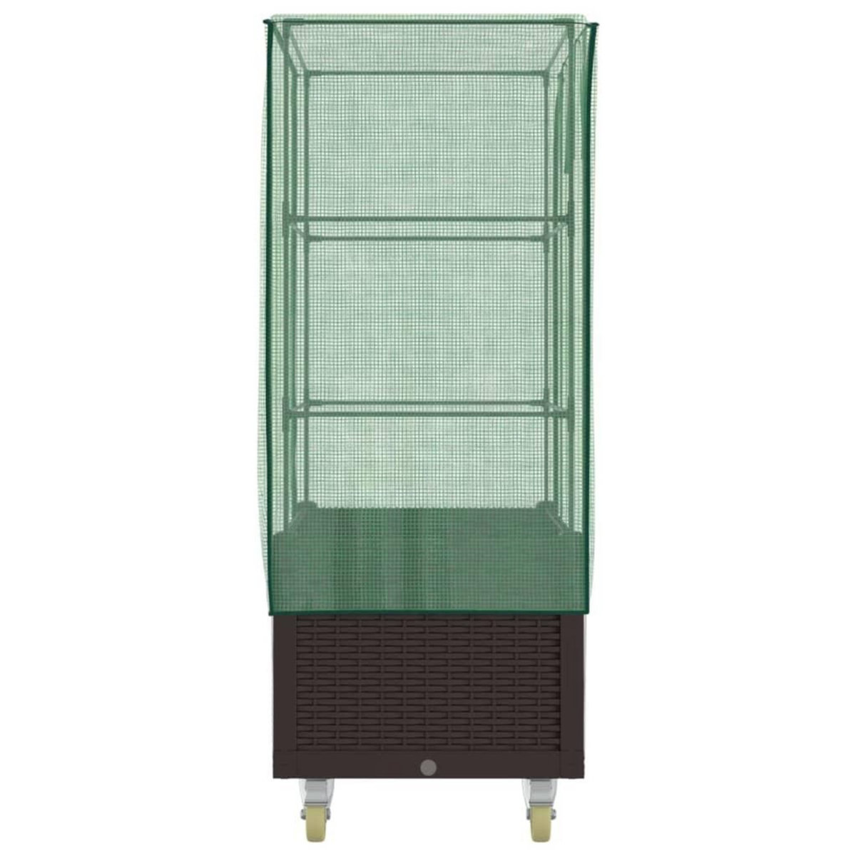 VIDAXL Jardiniere surelevee avec housse et roues aspect rotin