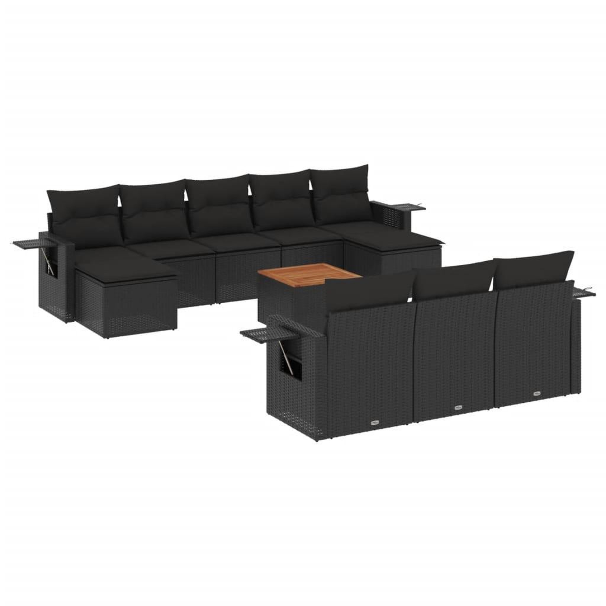 Voir la diapositive 2 : VIDAXL Salon de jardin 11 pcs avec coussins noir resine tressee