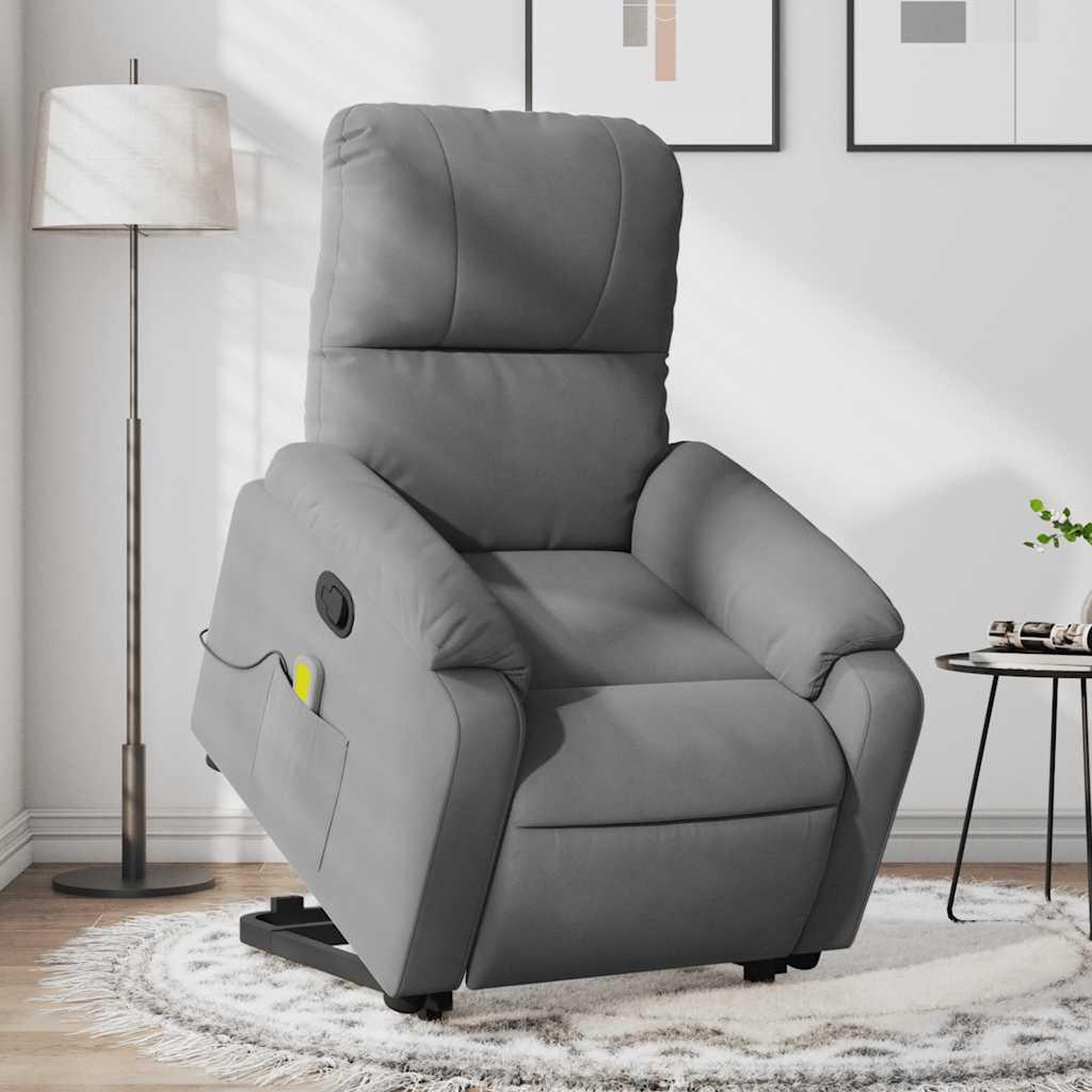VIDAXL Fauteuil inclinable de massage gris fonce tissu microfibre
