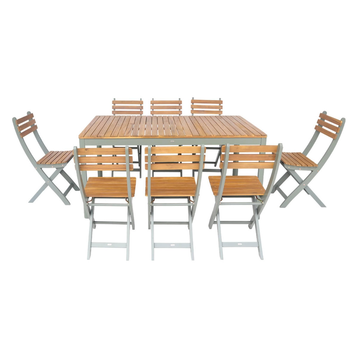SWEEEK Table de jardin acacia avec coins arrondis, 8 chaises, 160 x 90 x 75 cm