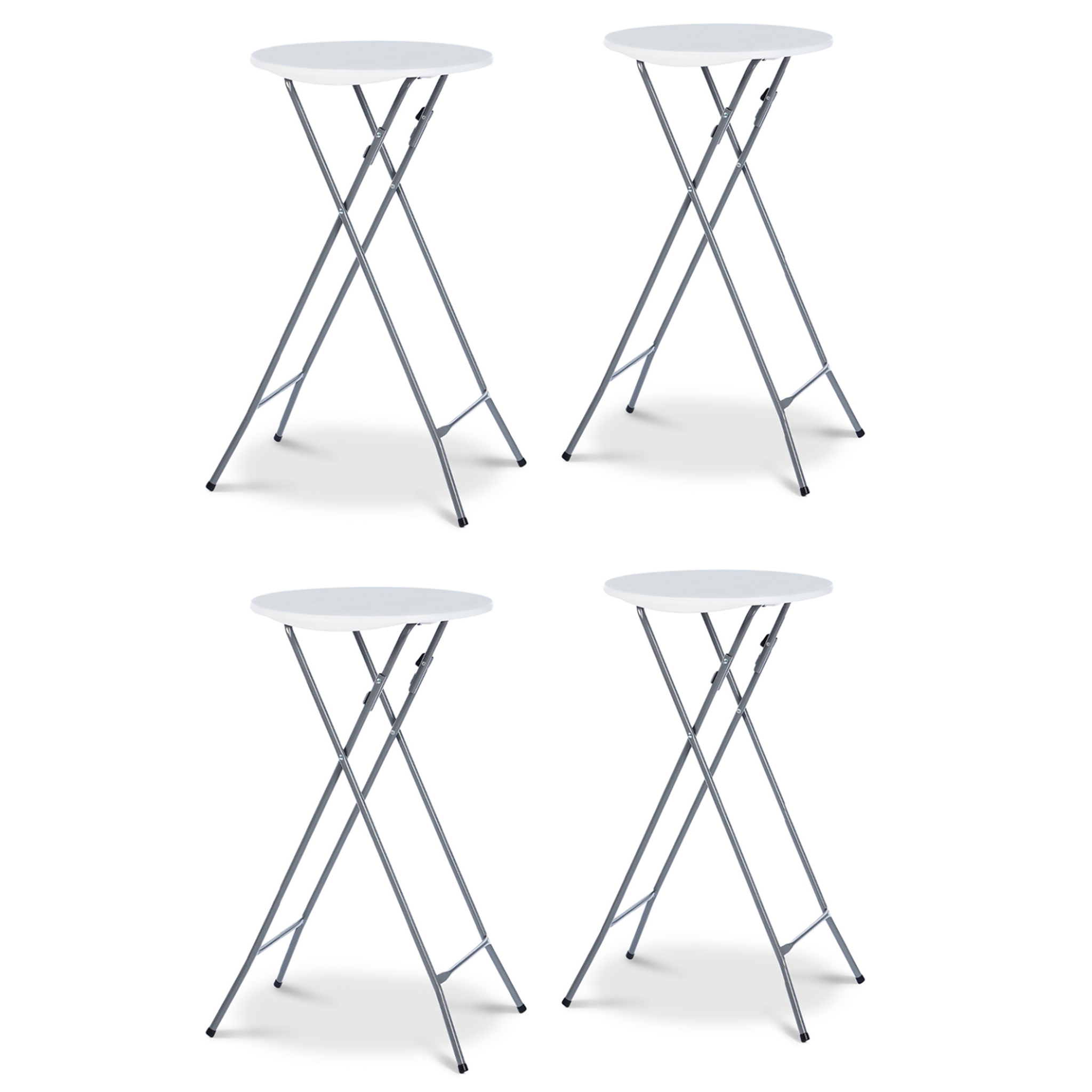 Voir la diapositive 5 : ID MARKET Lot de 4 tables hautes pliantes 105 cm et 4 housses noires