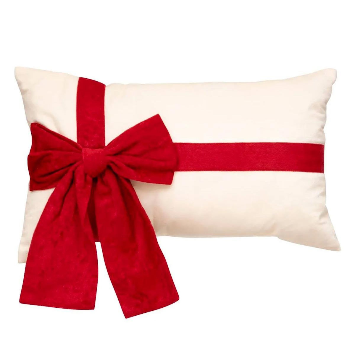 ATMOSPHERA Coussin en Velours avec Nœud  Cadeau  30x50cm Beige