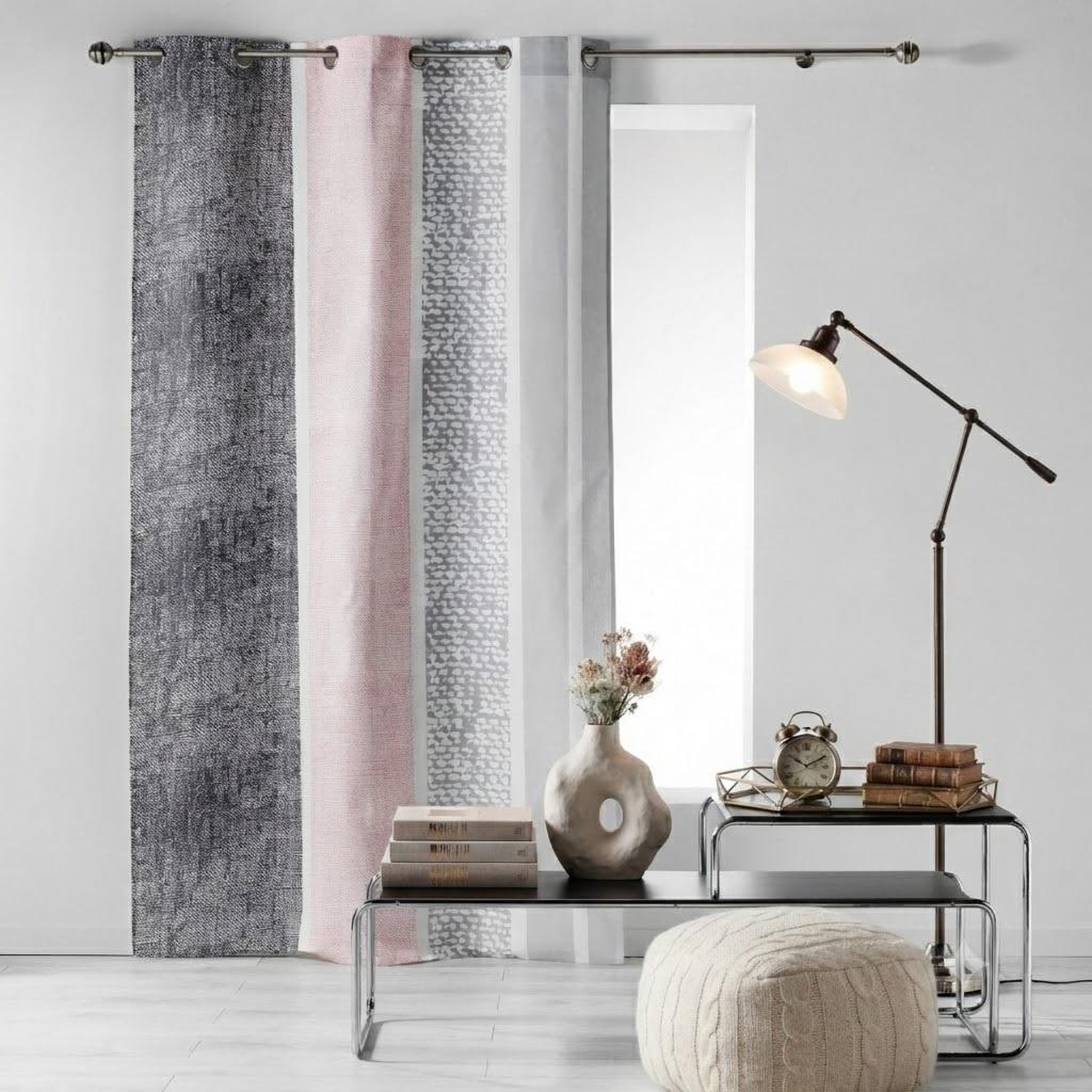 Voir la diapositive 2 : Eden Rideau a oeillets 140 x 240 cm textilio rose