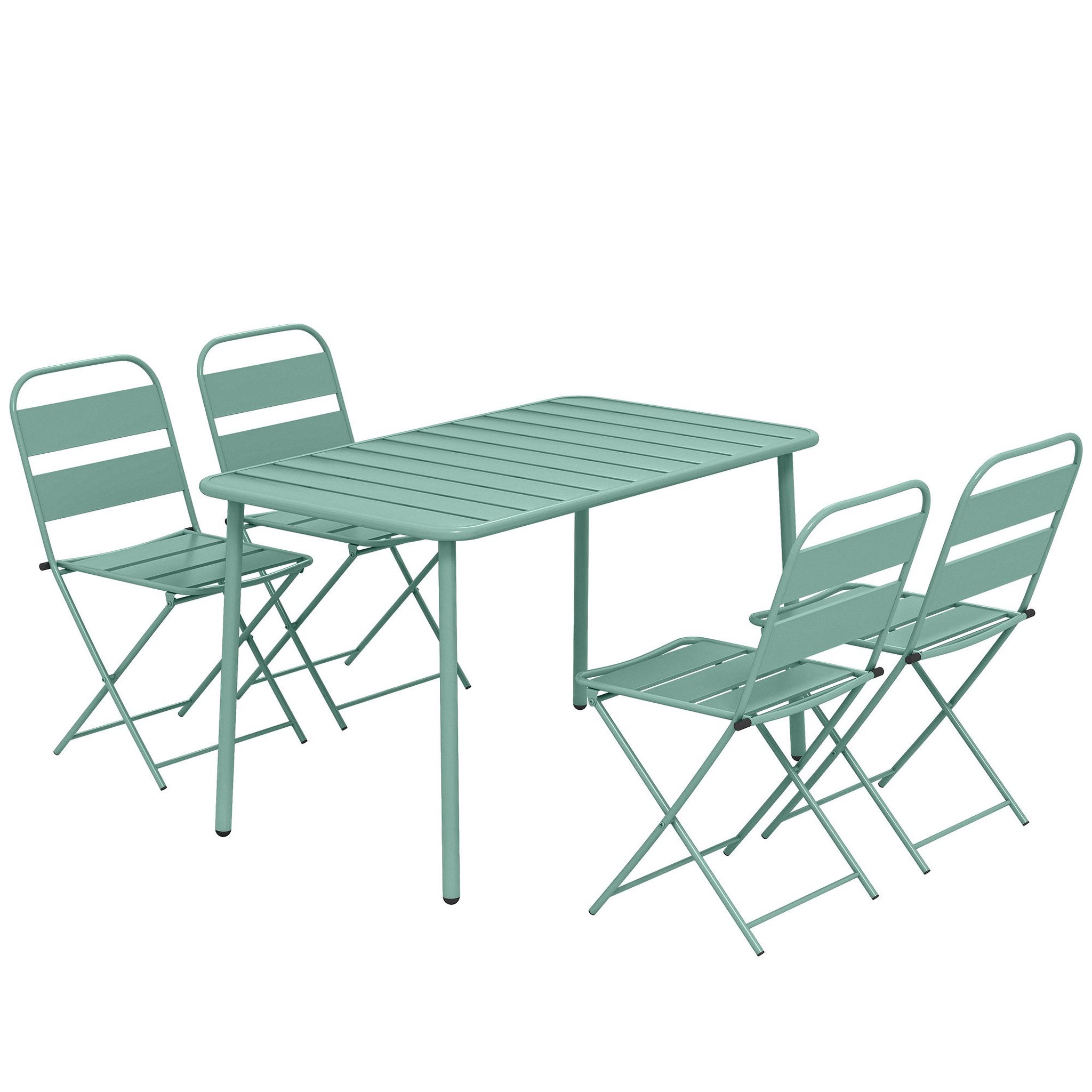 Voir la diapositive 1 : OUTSUNNY Salon de jardin 4 personnes pliant métal vert