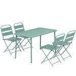 OUTSUNNY Salon de jardin 4 personnes pliant métal vert
