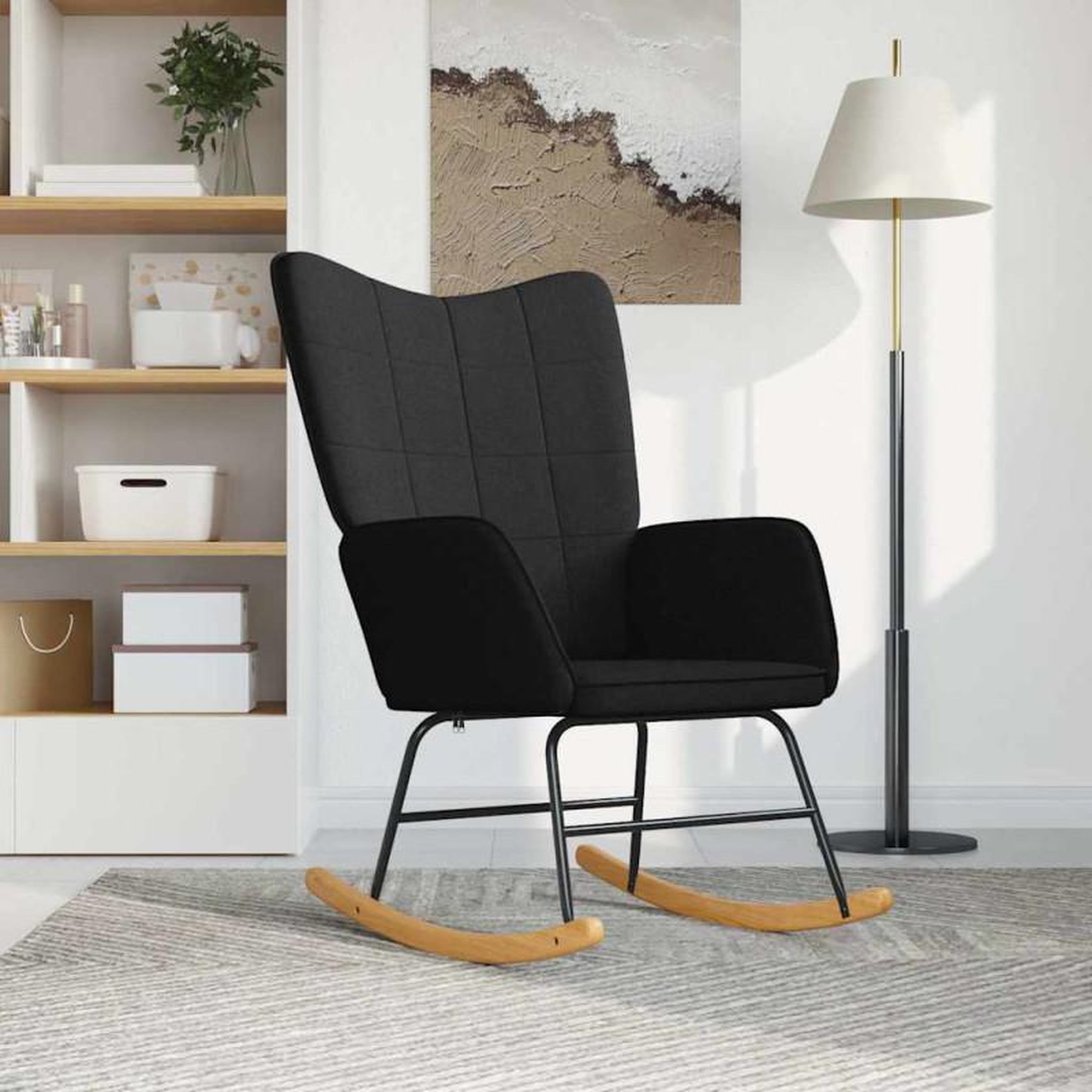VIDAXL Chaise à bascule Noir Tissu