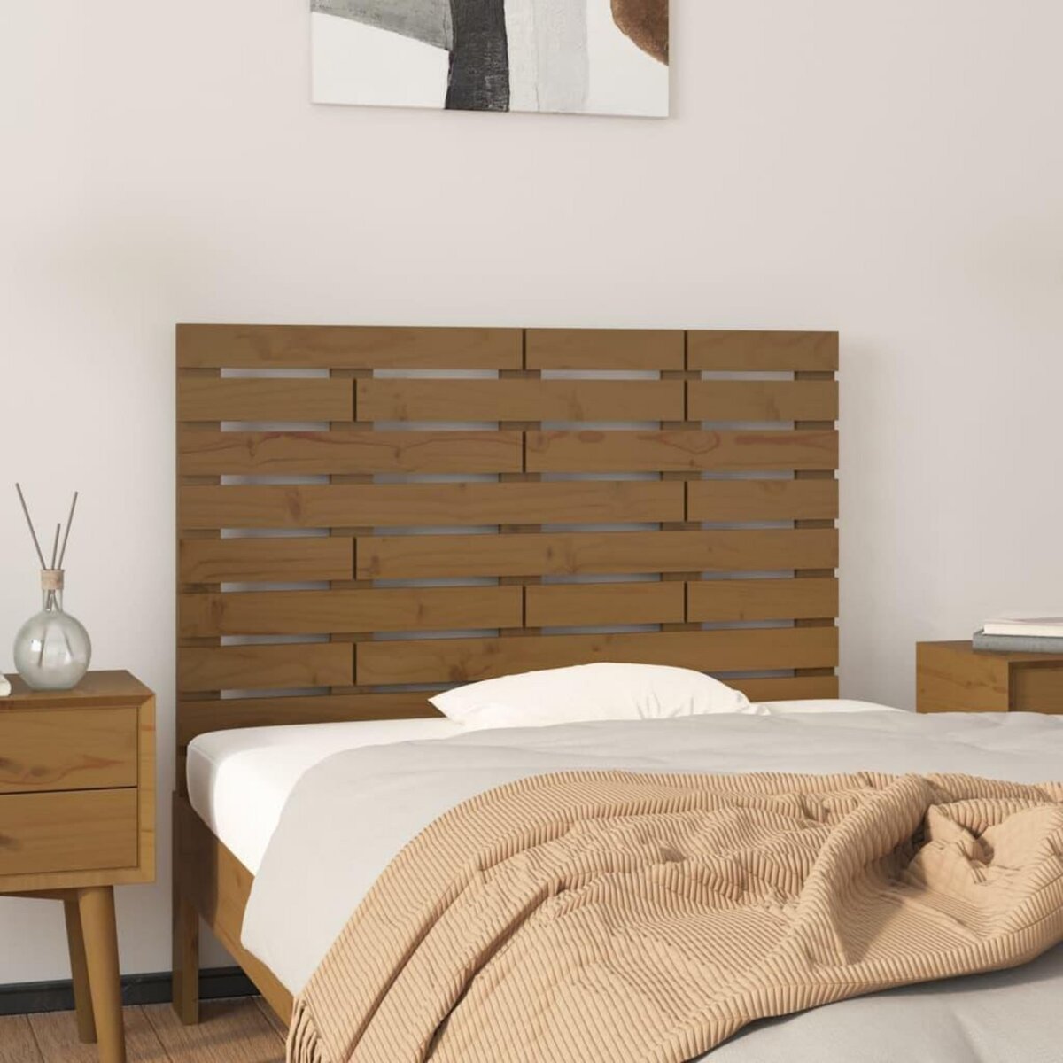 VIDAXL Tete de lit murale Marron miel 106x3x63 cm Bois massif de pin