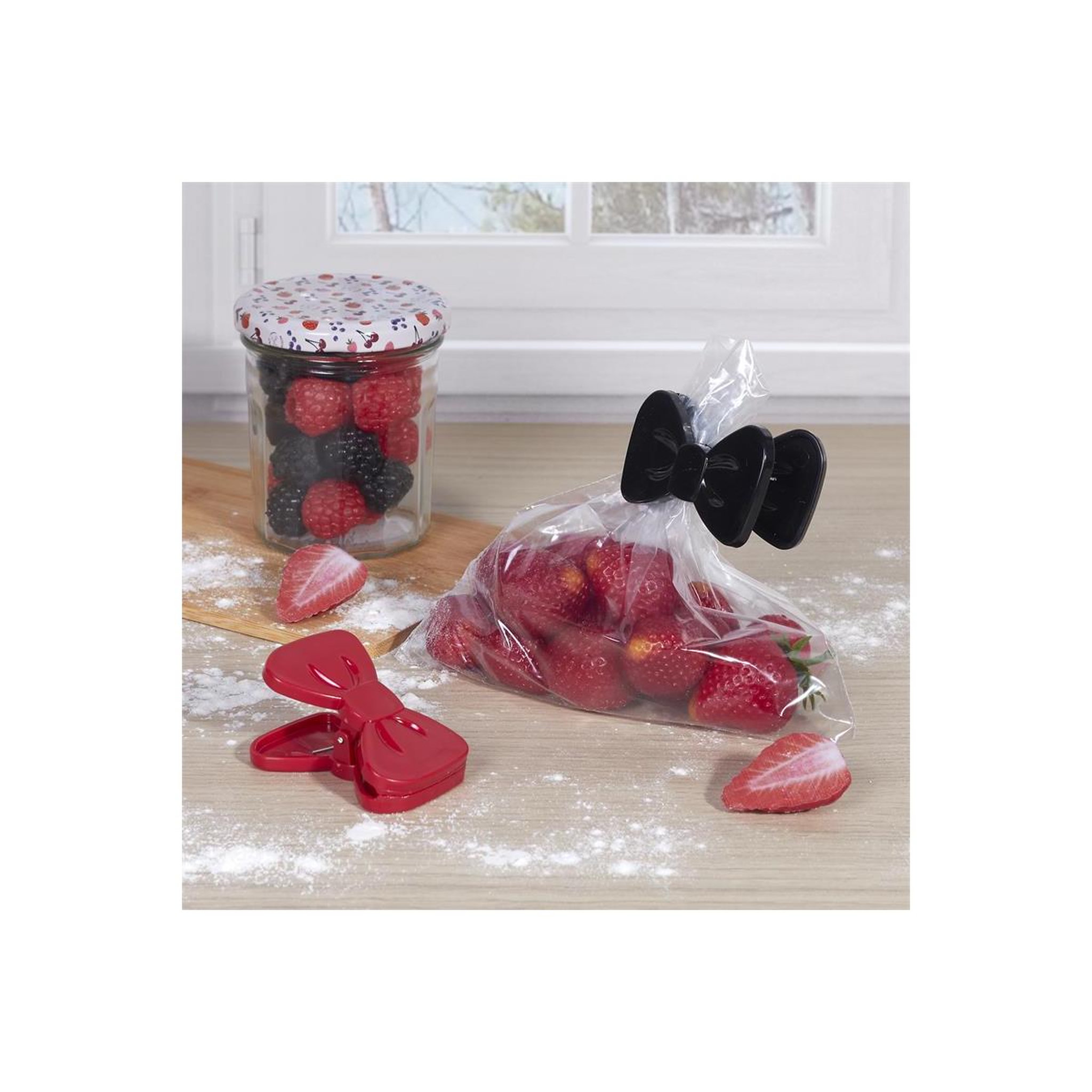 Voir la diapositive 6 : COOK CONCEPT Lot de 4 pinces à sachet  nœud  7cm multicolore