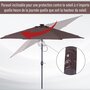 OUTSUNNY Parasol lumineux octogonal inclinable Ø 2,75 x 2,33 m parasol LED solaire métal polyester haute densité 180 g/m² chocolat
