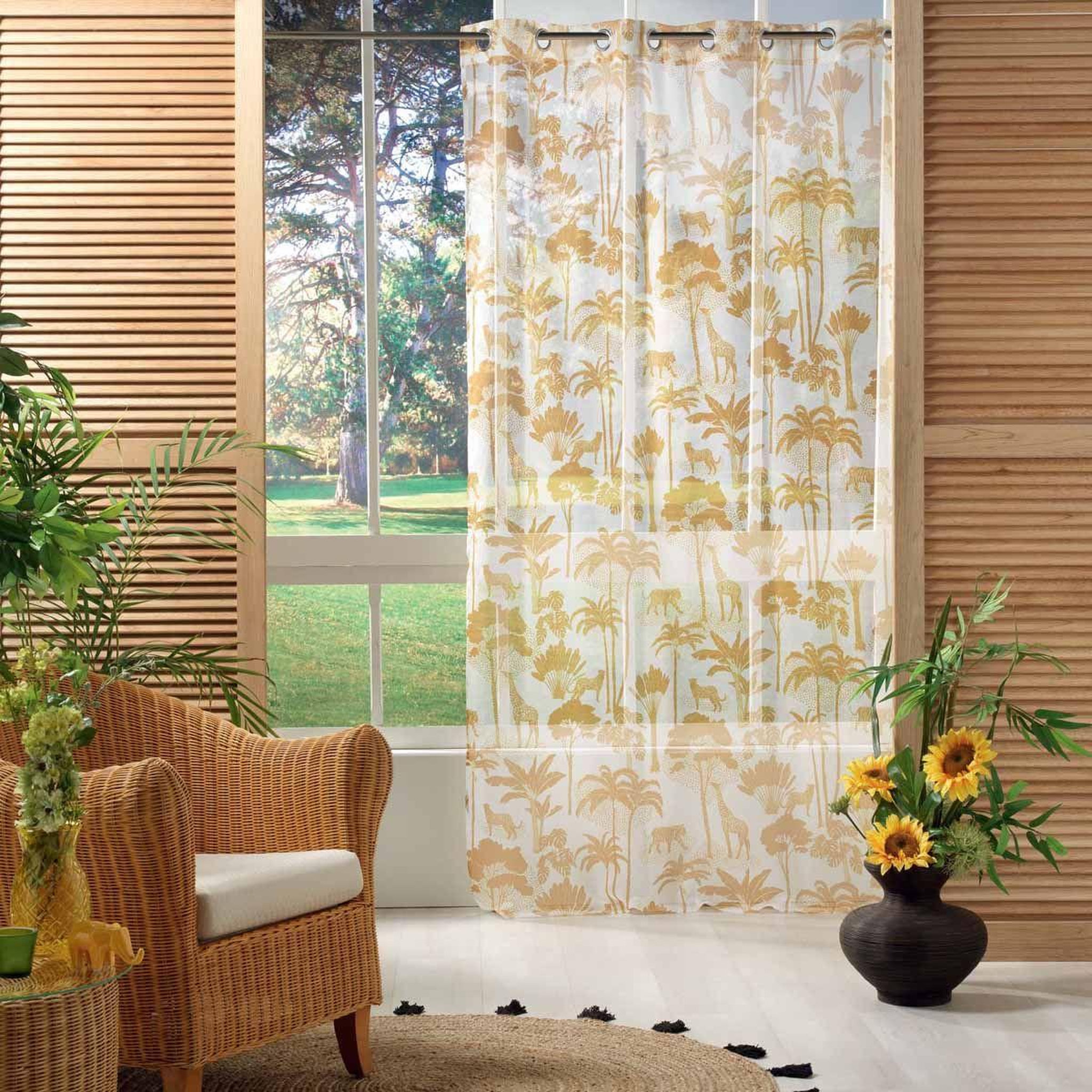 Voir la diapositive 4 : Douceur d'Intérieur Rideau Voilage à Œillets  Manapany  140x240cm Jaune