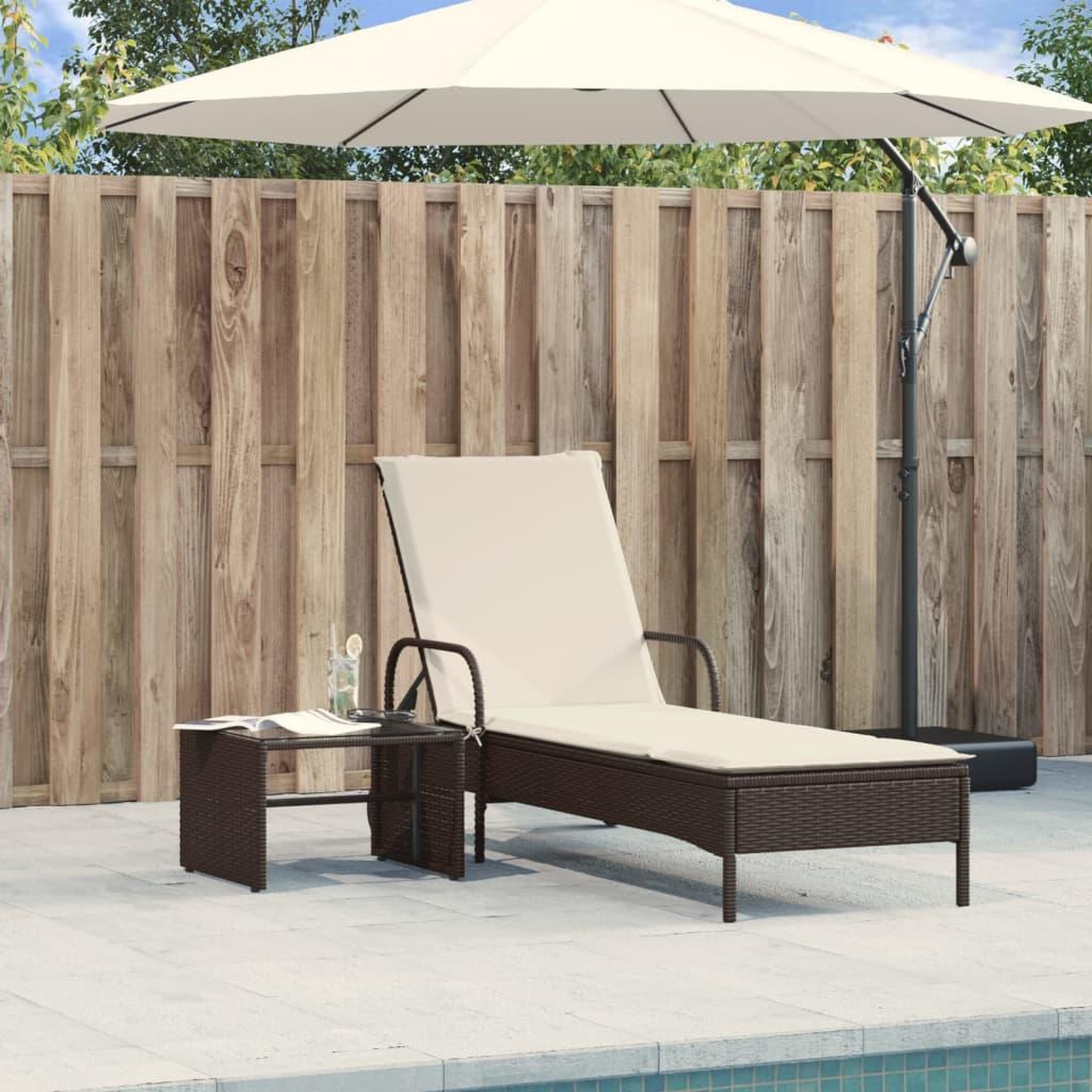 Voir la diapositive 3 : VIDAXL Chaise longue avec roues et coussin marron resine tressee