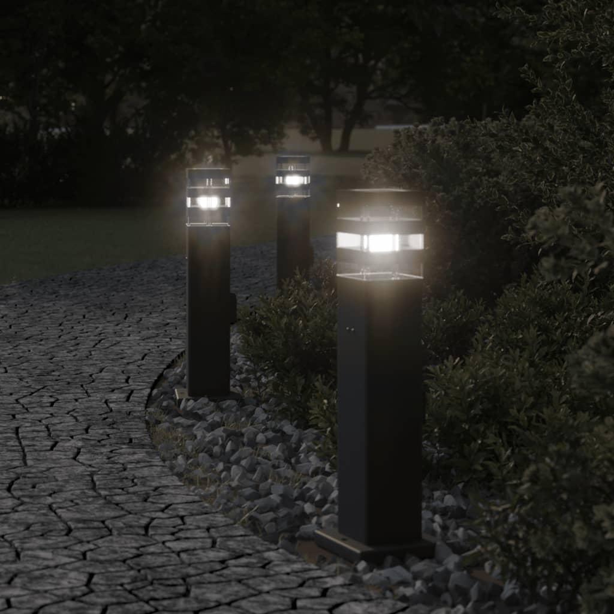 VIDAXL Lampadaires d'exterieur avec sortie 3 pcs noir 50 cm aluminium