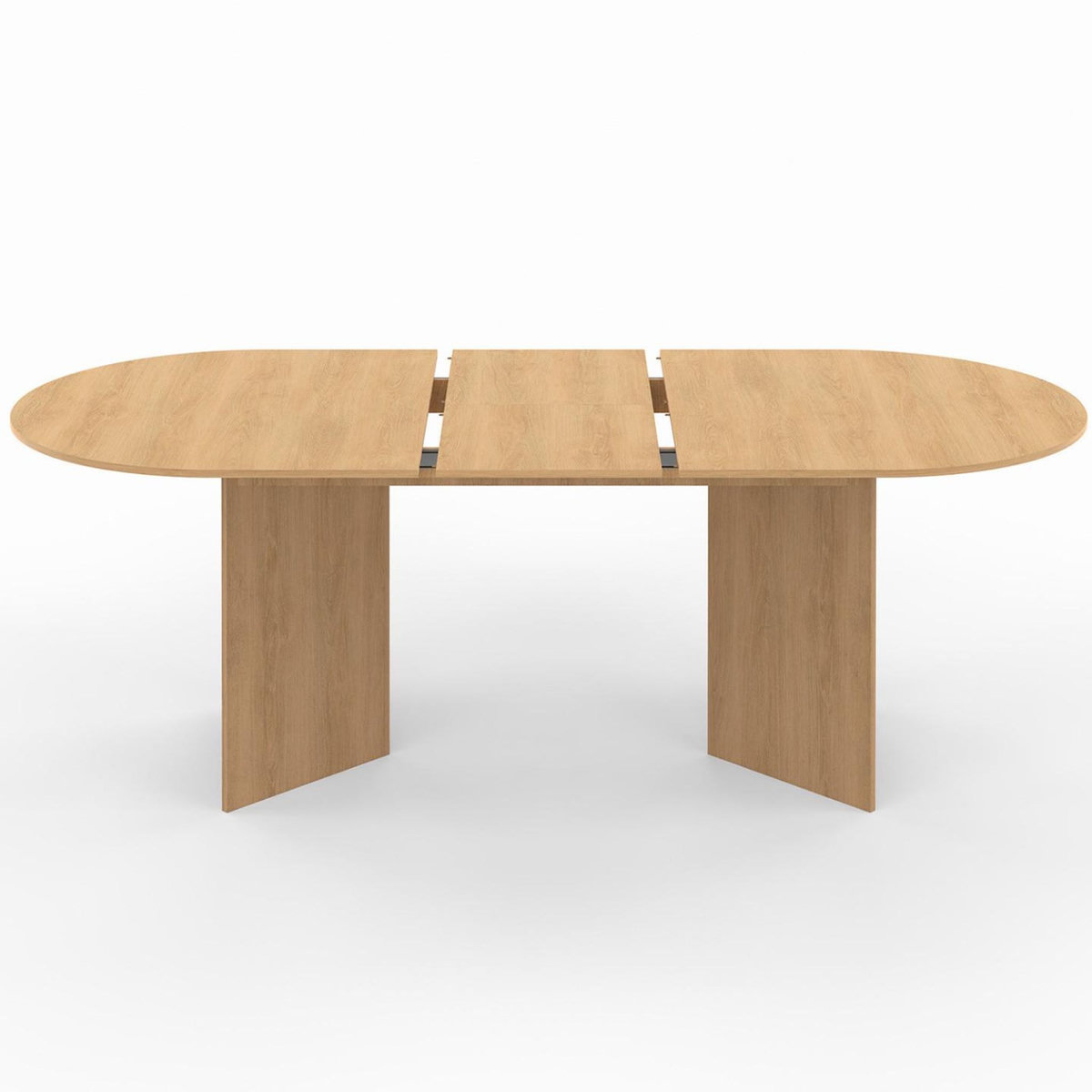 ID MARKET Table à manger extensible ovale MARTHE 6 -10 personnes bois façon hêtre 160-200 cm