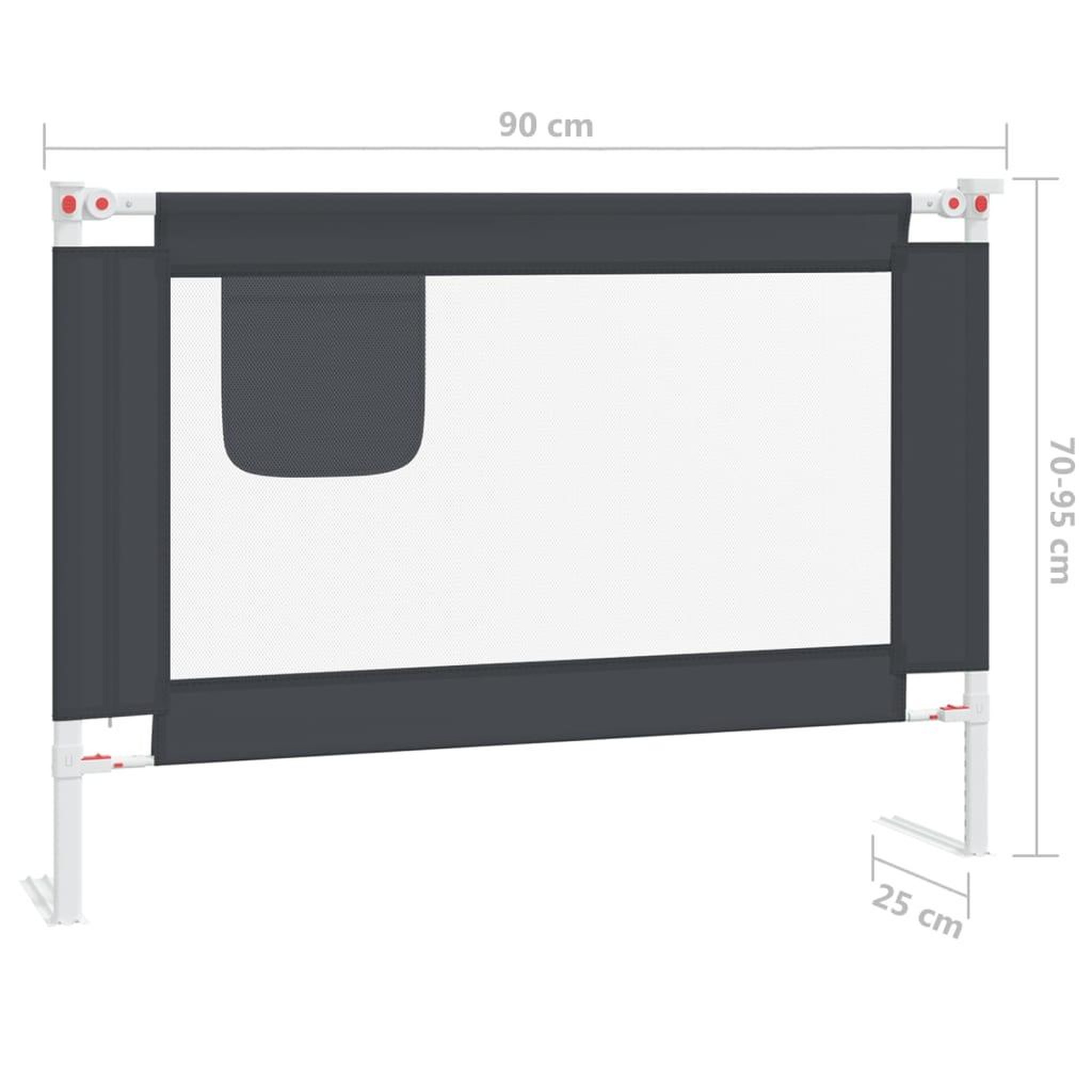 Voir la diapositive 6 : VIDAXL Barriere de securite de lit d'enfant Gris fonce 90x25 cm Tissu