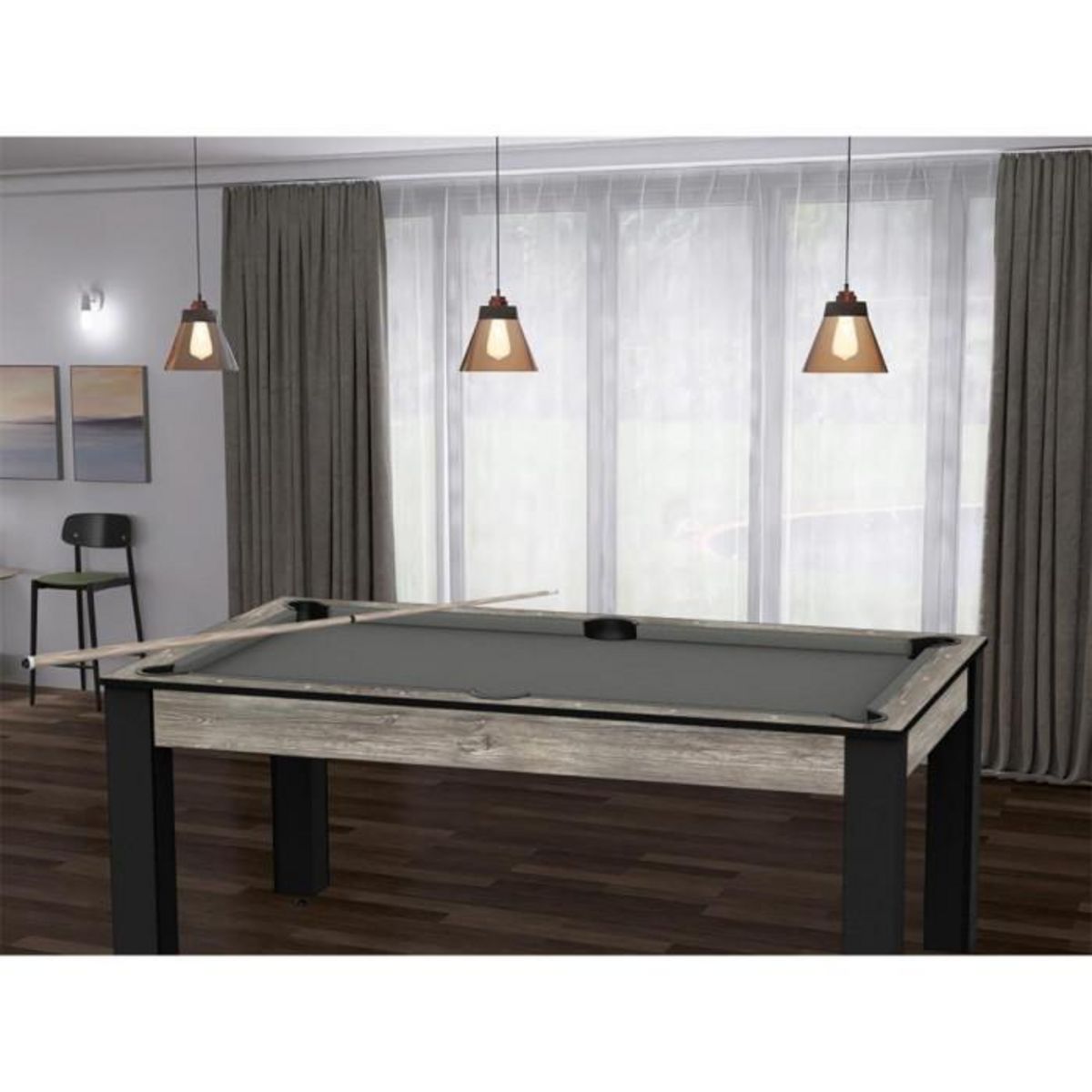 Paris Prix Table de Billard Convertible  Ohio  185cm Gris