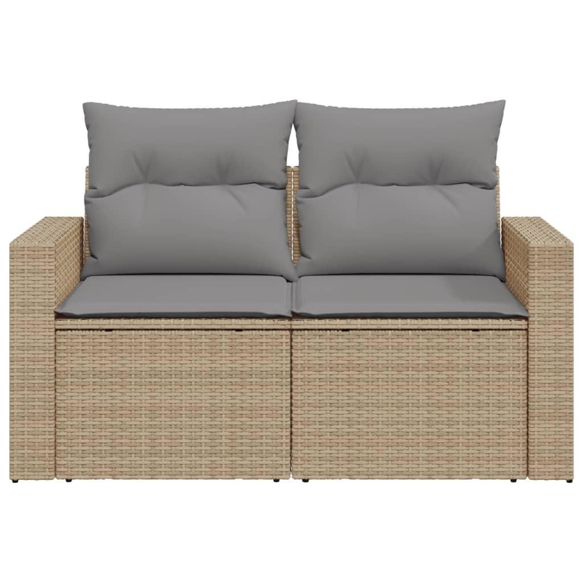 Voir la diapositive 4 : VIDAXL Canape de jardin avec coussins 2 places beige resine tressee
