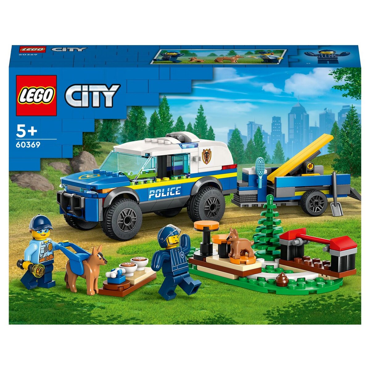 LEGO City 60369 Dressage des chiens policiers, Jouet de Voiture, SUV avec  Remorque, Course d'Obstacles, Set avec Figurines Animaux pas cher 
