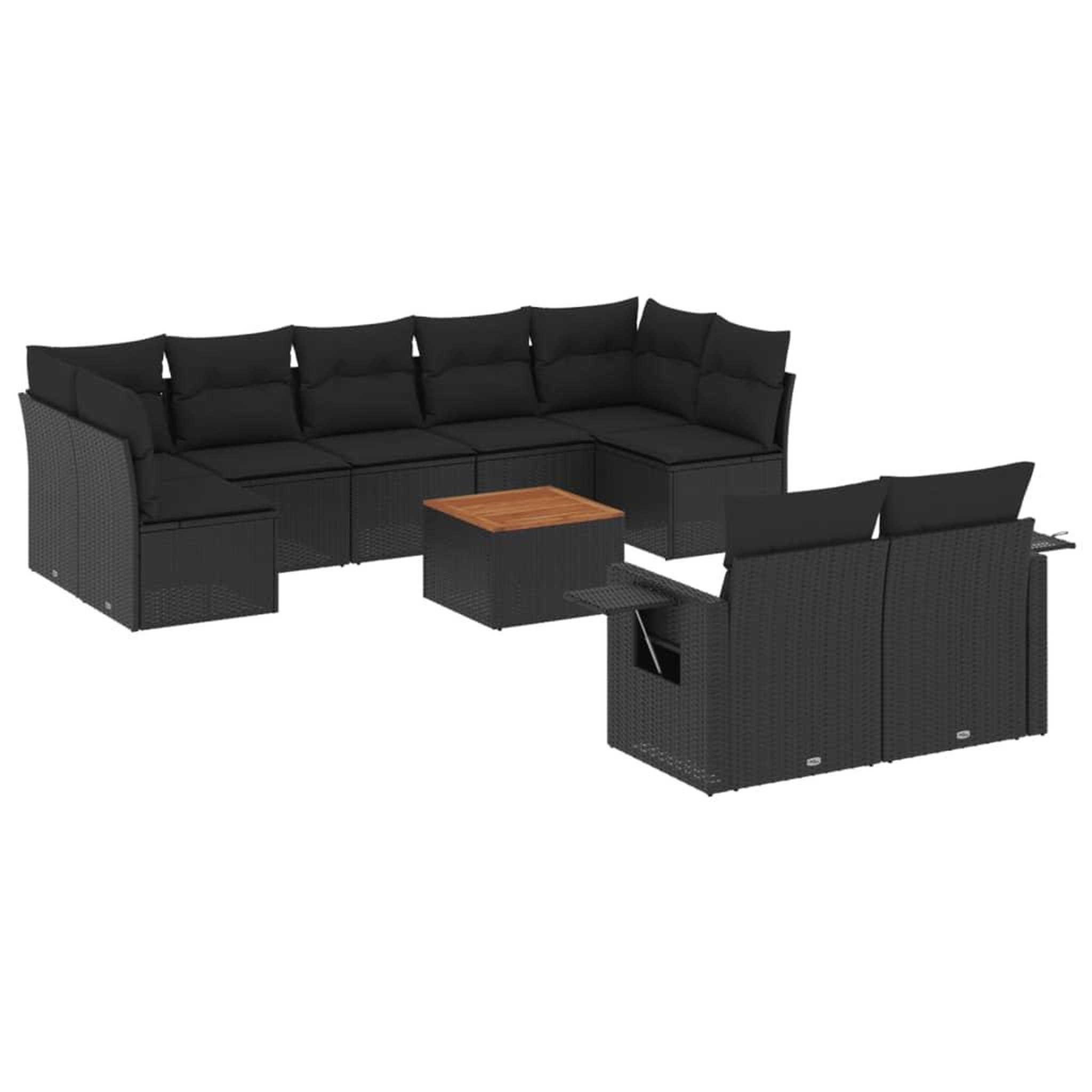 Voir la diapositive 2 : VIDAXL Salon de jardin 10 pcs avec coussins noir resine tressee