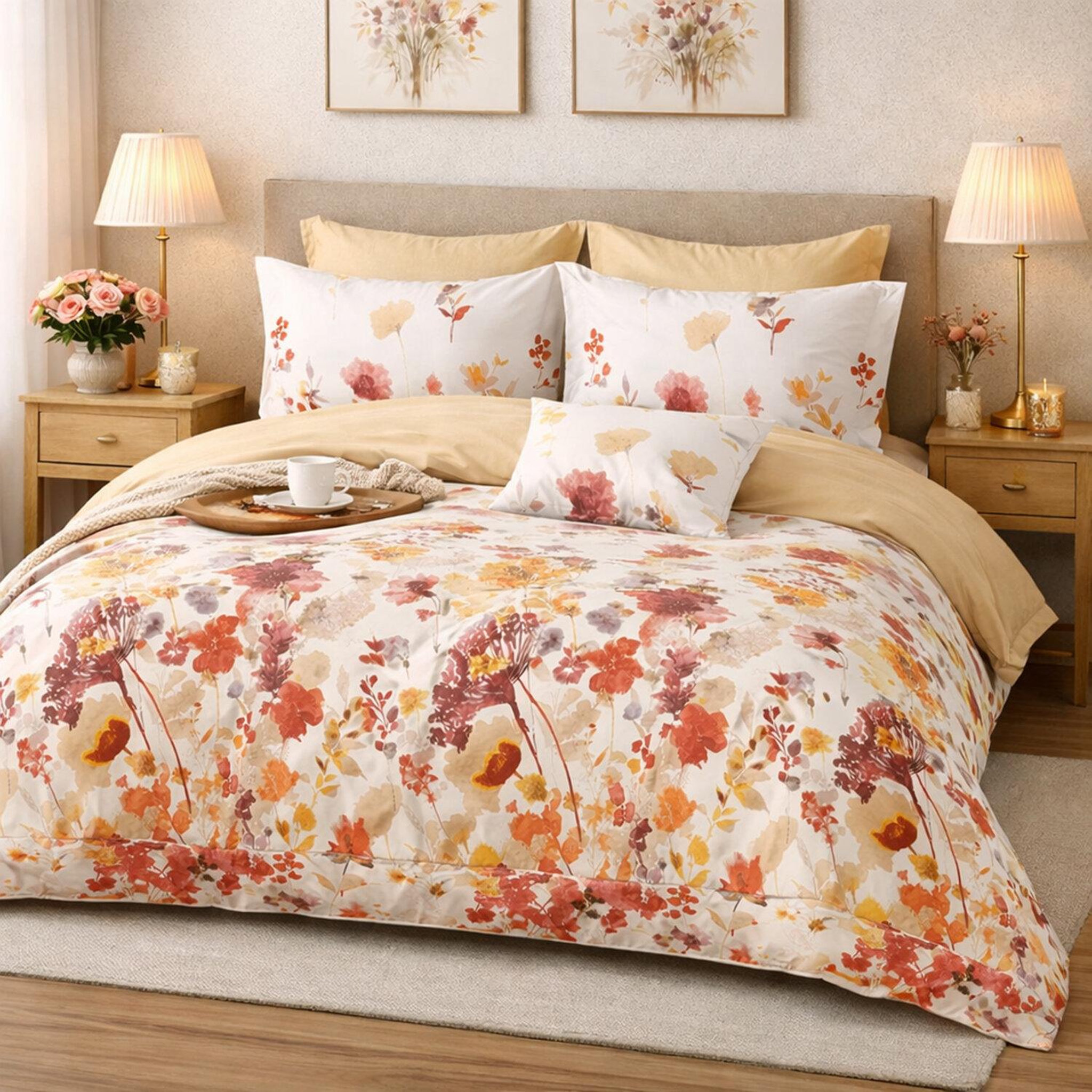 Voir la diapositive 2 : Home collection Parure housse de couette 3 pcs 240x220 cm en percale de coton 80 fils héliane
