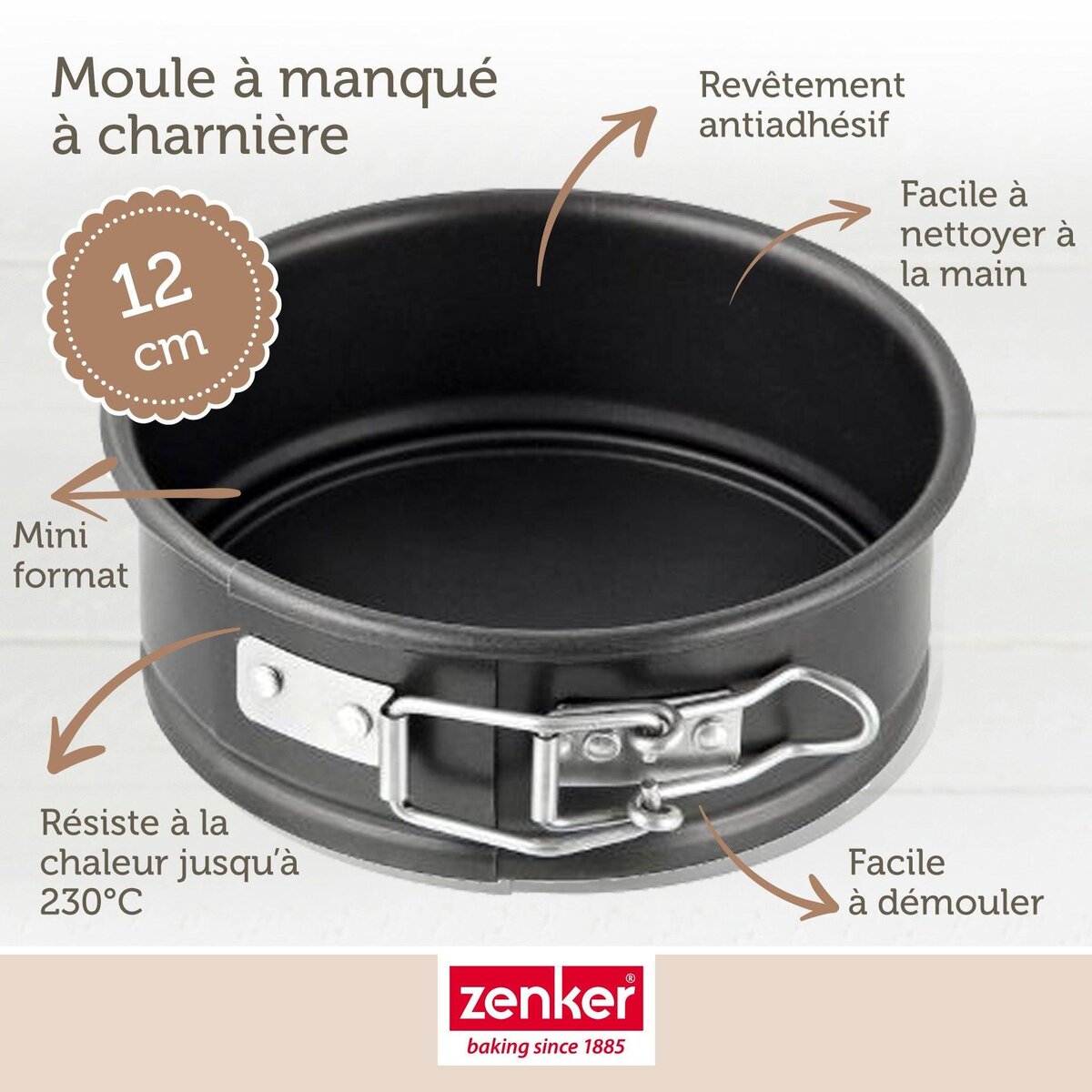 ZENKER Set pâtisserie avec mini moule à manqué 12 cm, 2 bols à mixer et 1 spatule Zenker