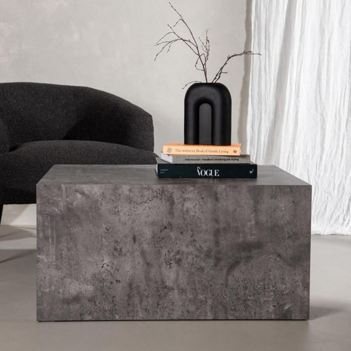 Paris Prix Table Basse Imitation Marbre  York  80cm Gris Foncé