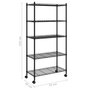 Voir la diapositive 6 : VIDAXL Etagere de rangement 5 niveaux roues 75x35x155 cm Noir 250 kg
