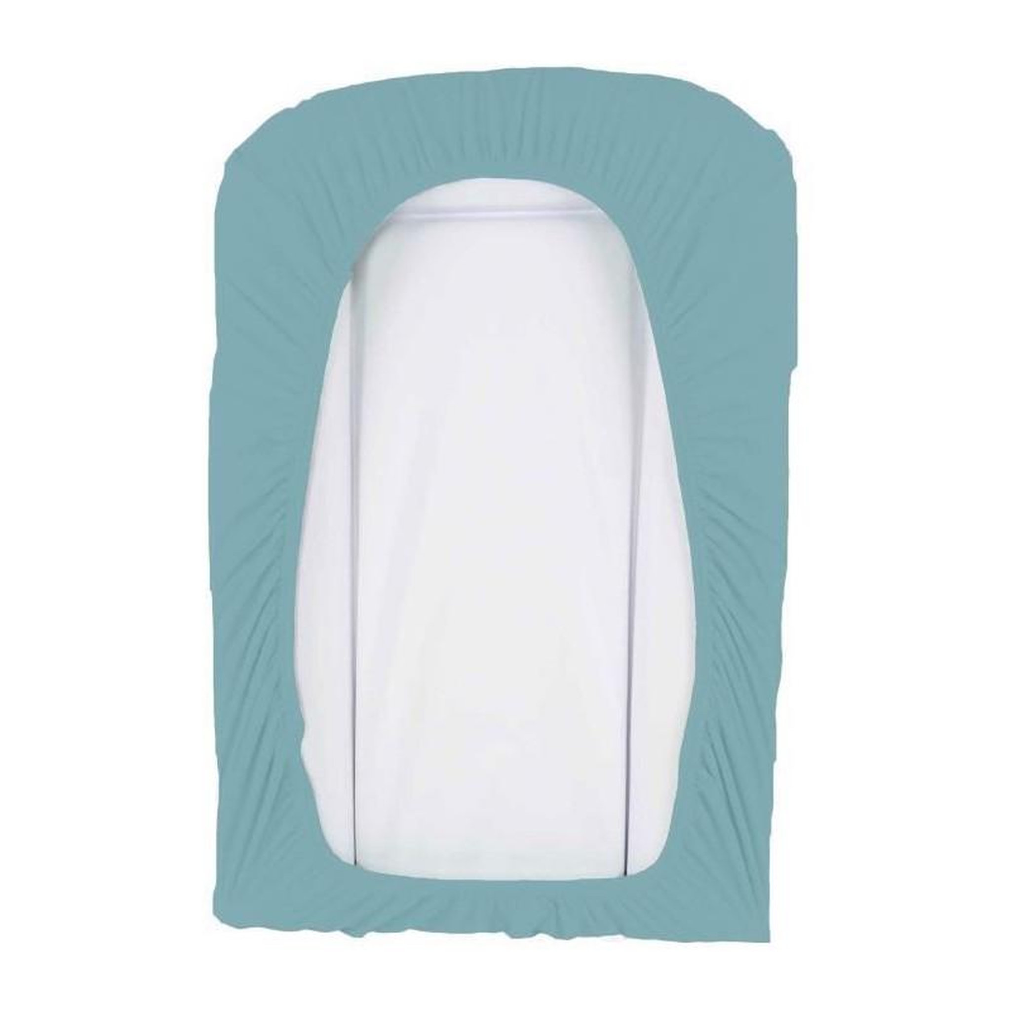 Voir la diapositive 4 : DOMIVA DOMIVA Lot 2 Housses matelas a langer - Eponge polycoton - oeko-Tex - Blanc/Nile - 50 x 75 cm