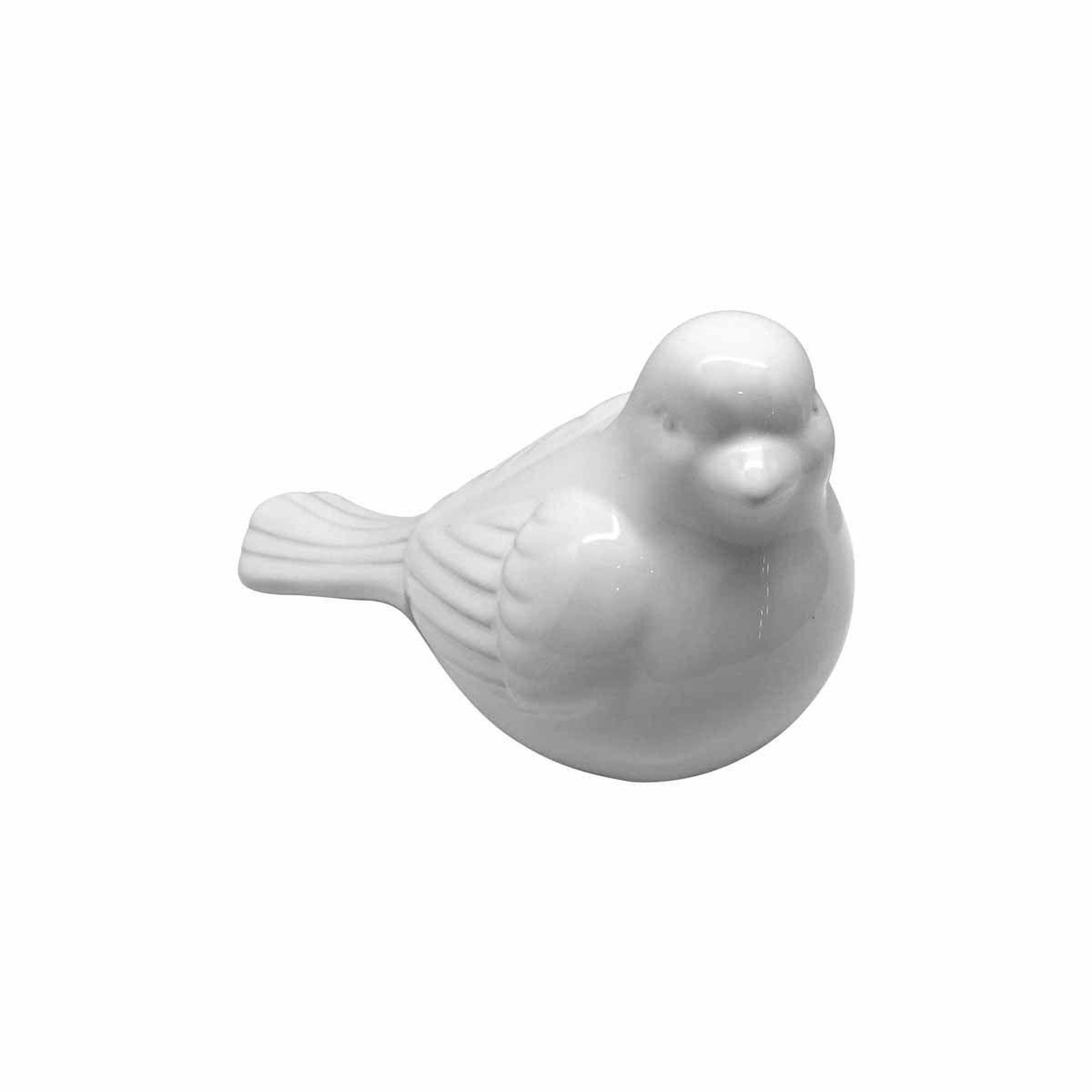 HOMEA Statue en Céramique  Oiseau  18cm Blanc