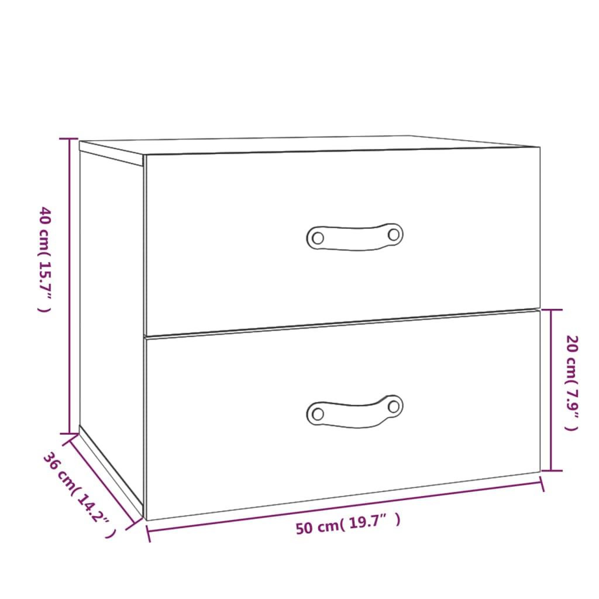 Voir la diapositive 6 : VIDAXL Tables de chevet murales 2 pcs Gris 50x36x40 cm