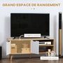 Voir la diapositive 4 : HOMCOM Meuble TV bas sur pied style scandinave 2 portes 2 niches piètement effilé incliné bois panneaux blanc aspect bois