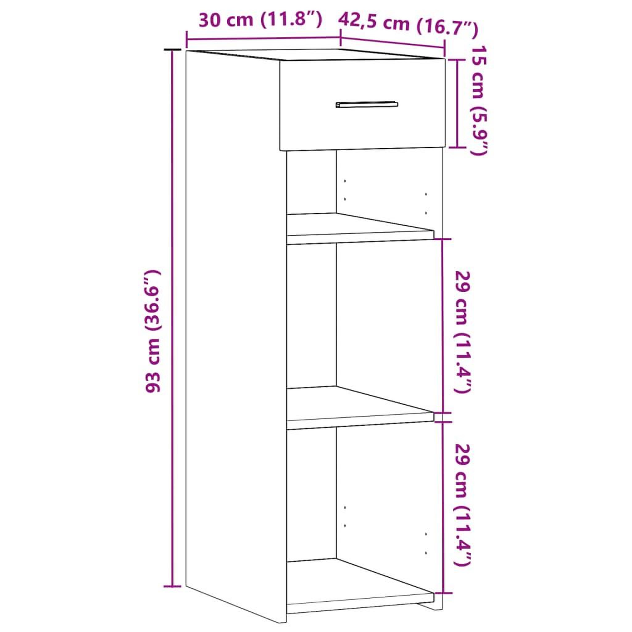 Voir la diapositive 6 : VIDAXL Buffet gris beton 30x42,5x93 cm bois d'ingenierie