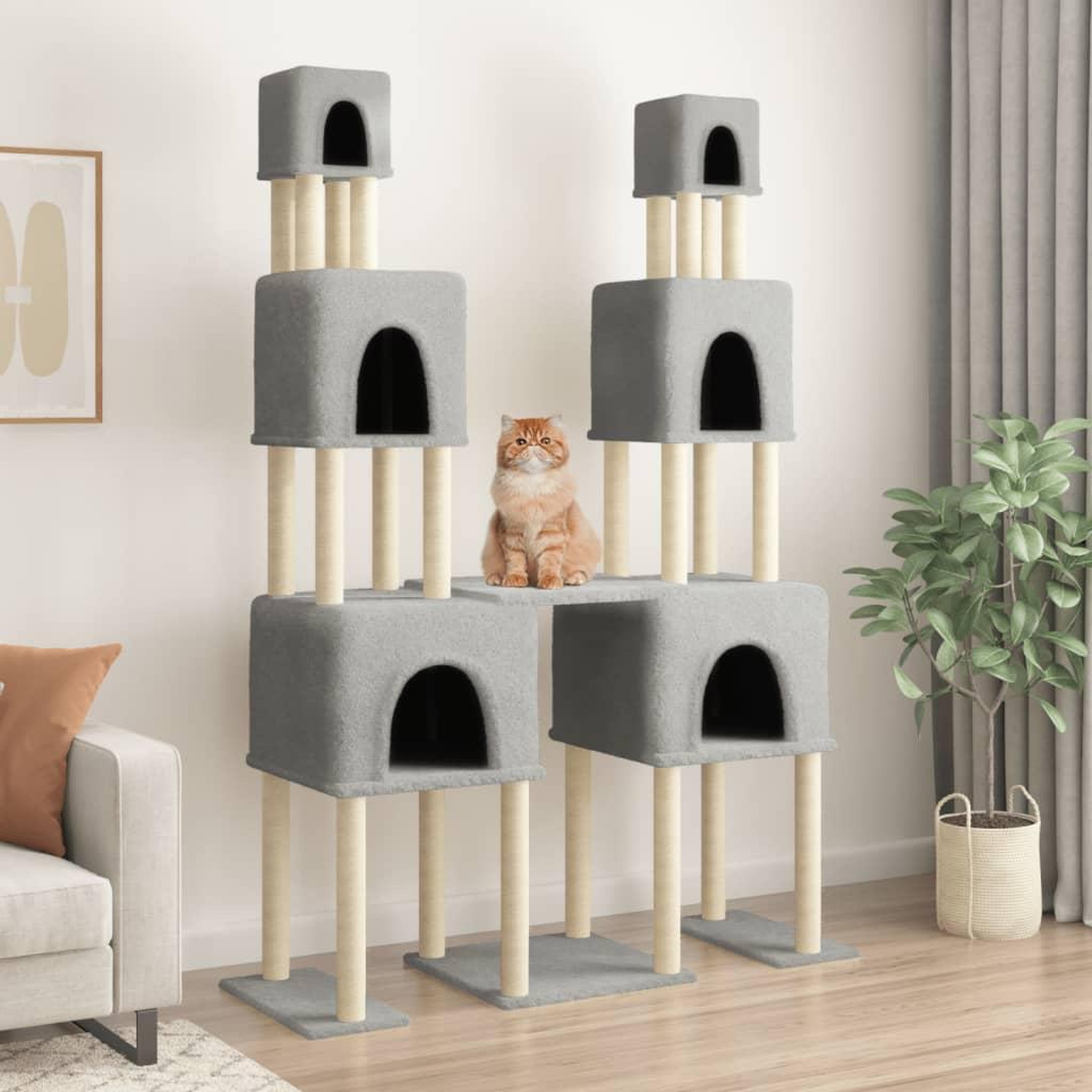 VIDAXL Arbre a chat avec griffoirs en sisal Gris clair 199 cm