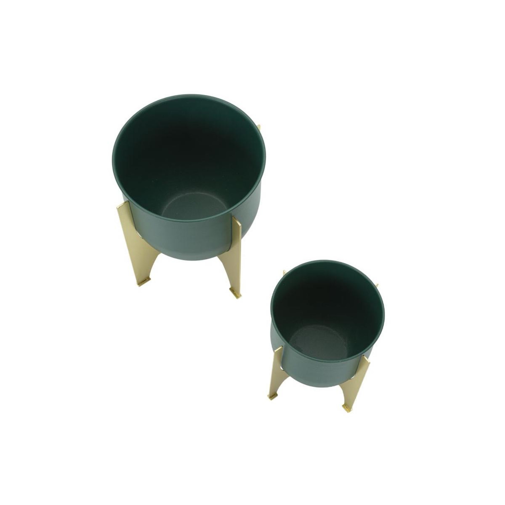 Voir la diapositive 3 : Paris Prix Lot de 2 cache-pots design  grent  26cm vert & or
