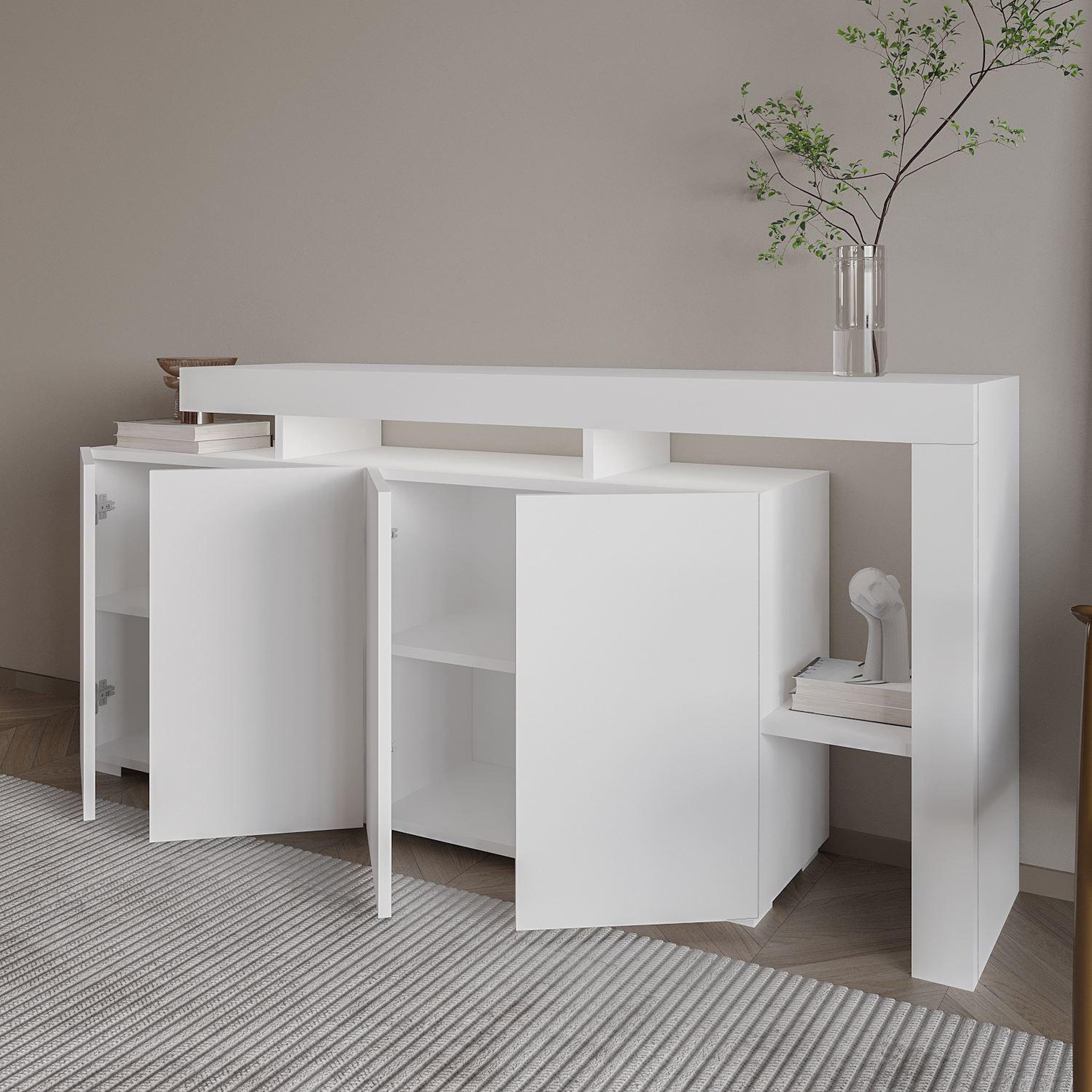 Voir la diapositive 4 : Habitat et Jardin Buffet en bois  beliz  - 170 x 35 x 80 cm - blanc