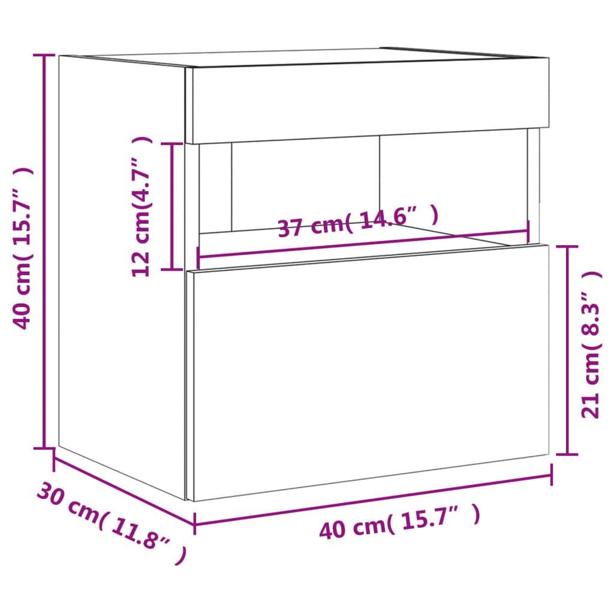 Voir la diapositive 6 : VIDAXL Meubles TV muraux avec lumieres LED 2 pcs blanc 40x30x40 cm