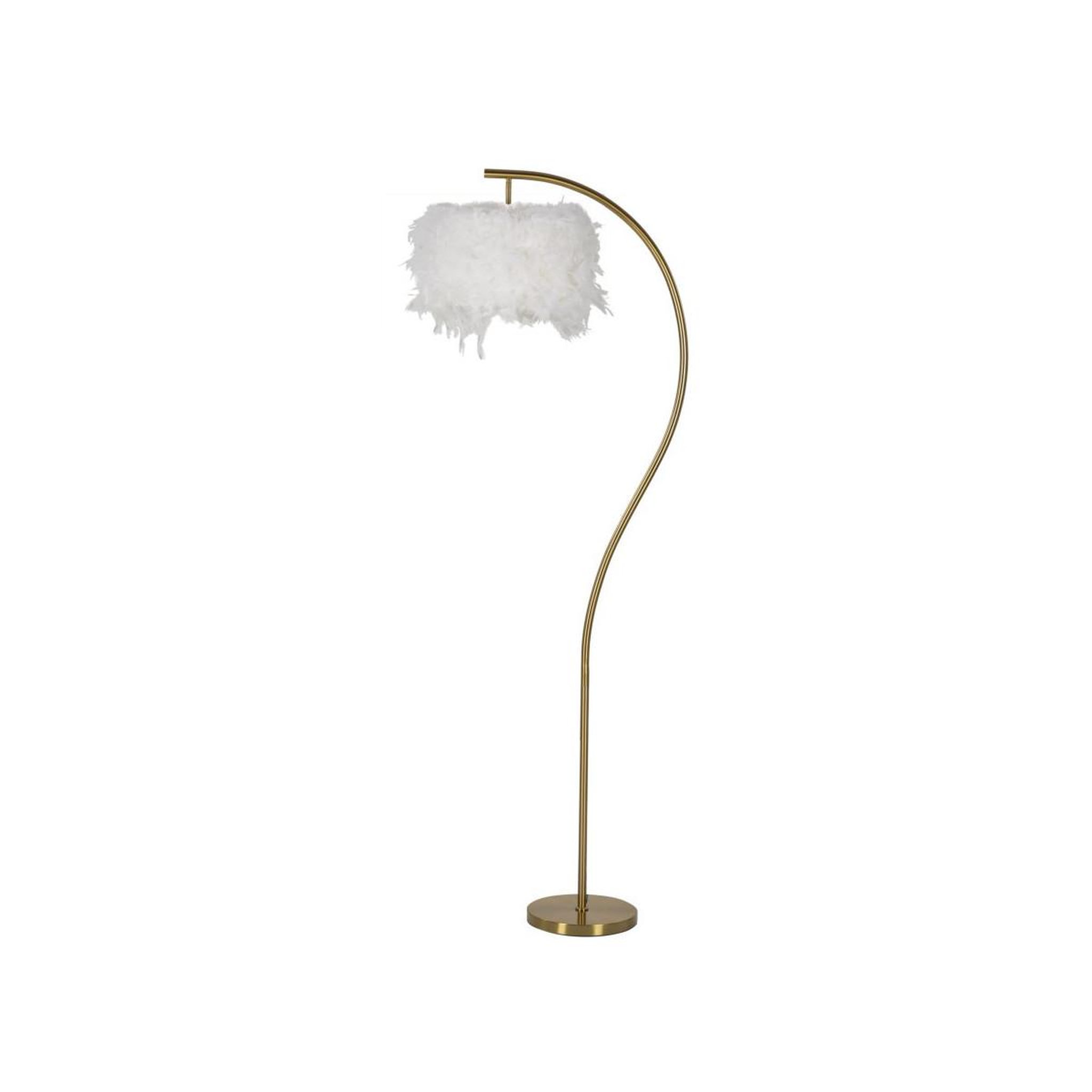 Paris Prix Lampadaire imitation plume  semi arc  170cm or & blanc