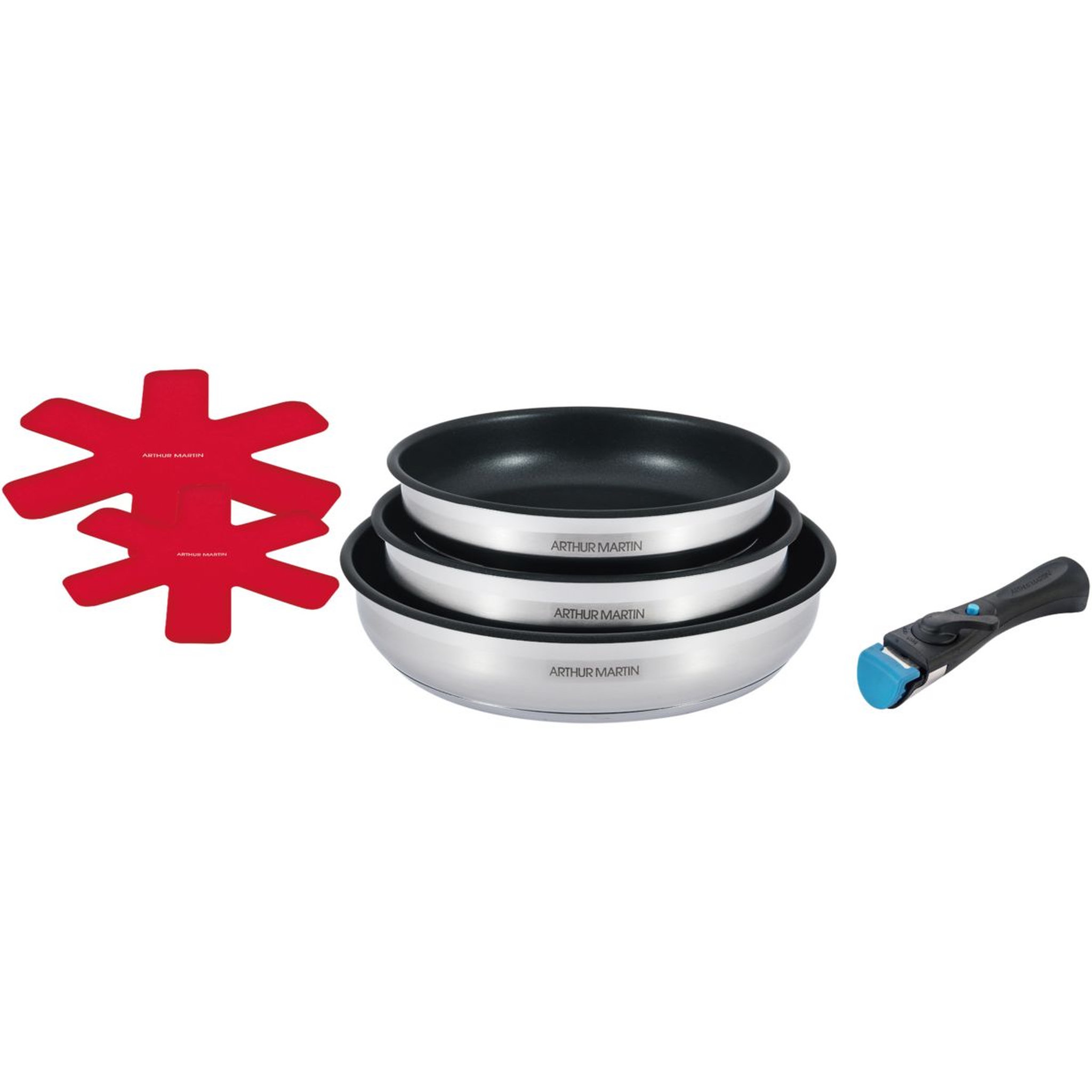 Voir la diapositive 1 : ELECTROLUX Batterie de cuisine 3 poeles 20 22 26 cm et 1 poignee AM266