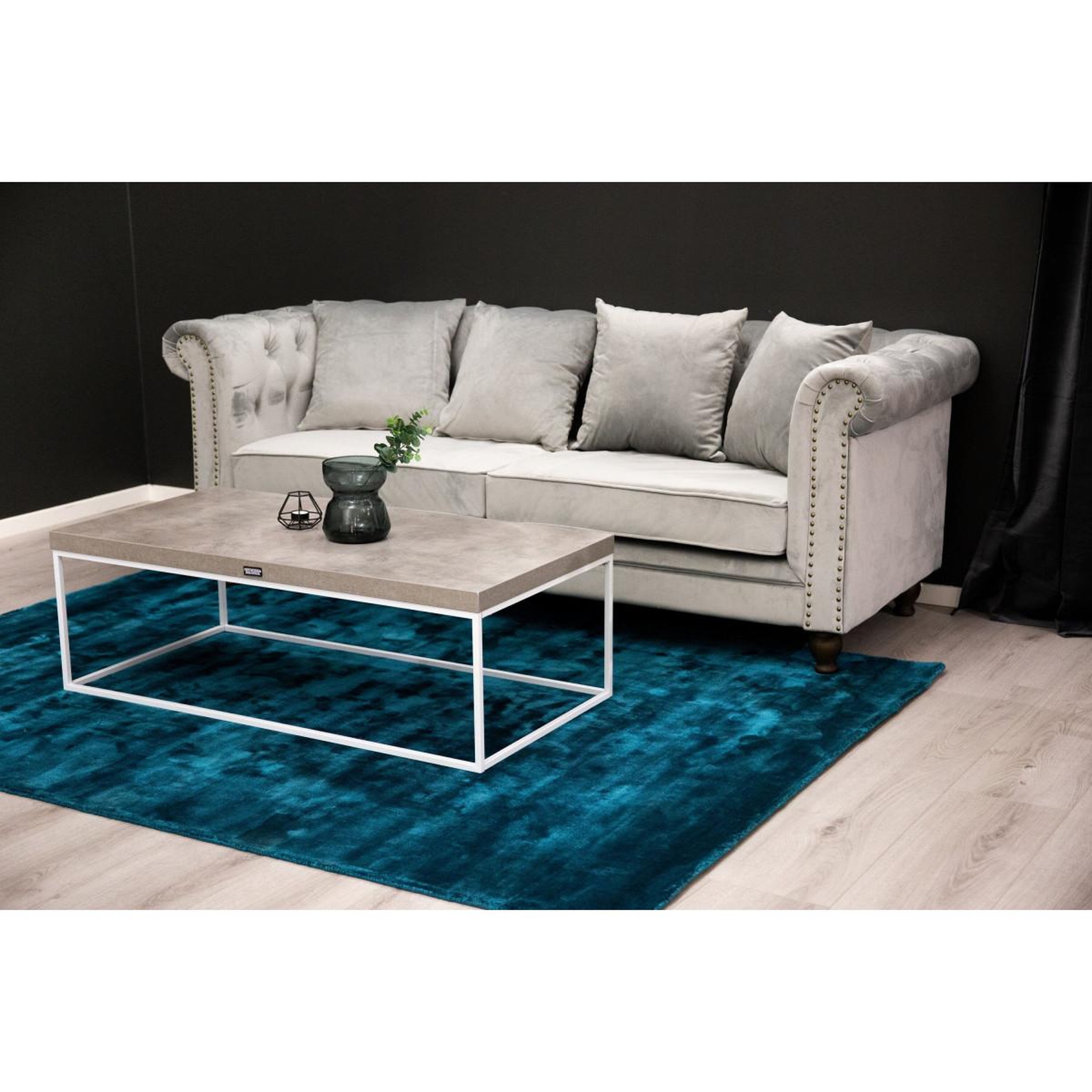 Voir la diapositive 3 : Paris Prix Canapé 3 places en velours  chesterfield  217cm gris clair