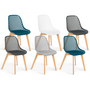 Voir la diapositive 1 : ID MARKET Lot de 6 chaises MANDY mix color blanc, gris clair, bleu canard x2, gris foncé x2